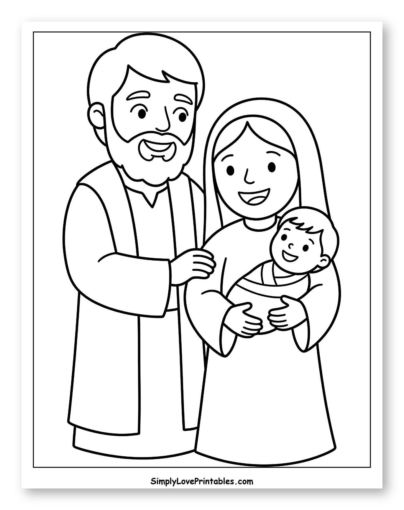 Happy Holy Family with Newborn Baby