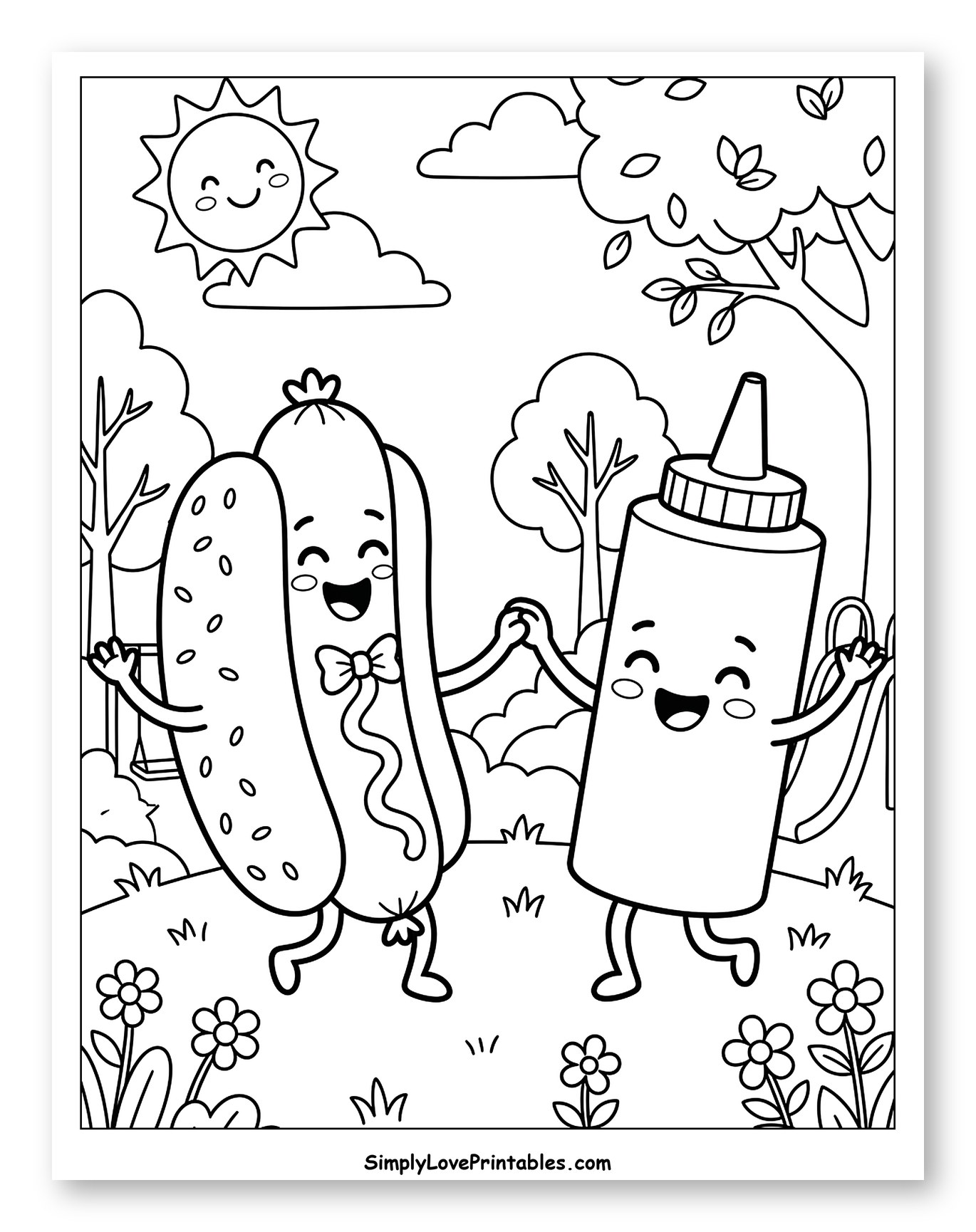 Happy Hot Dog and Condiment Bottle Friends