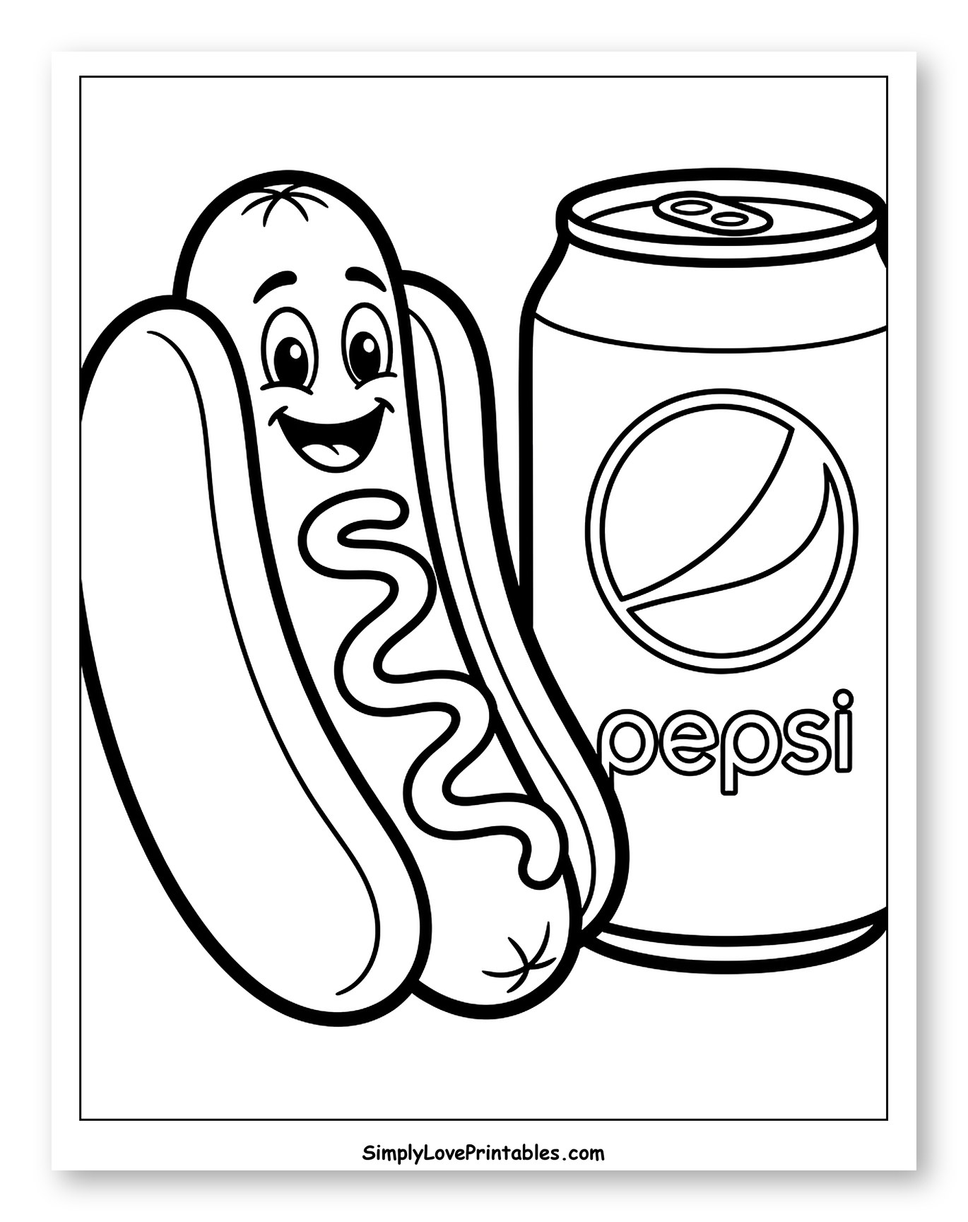 Happy Hot Dog and Pepsi Can