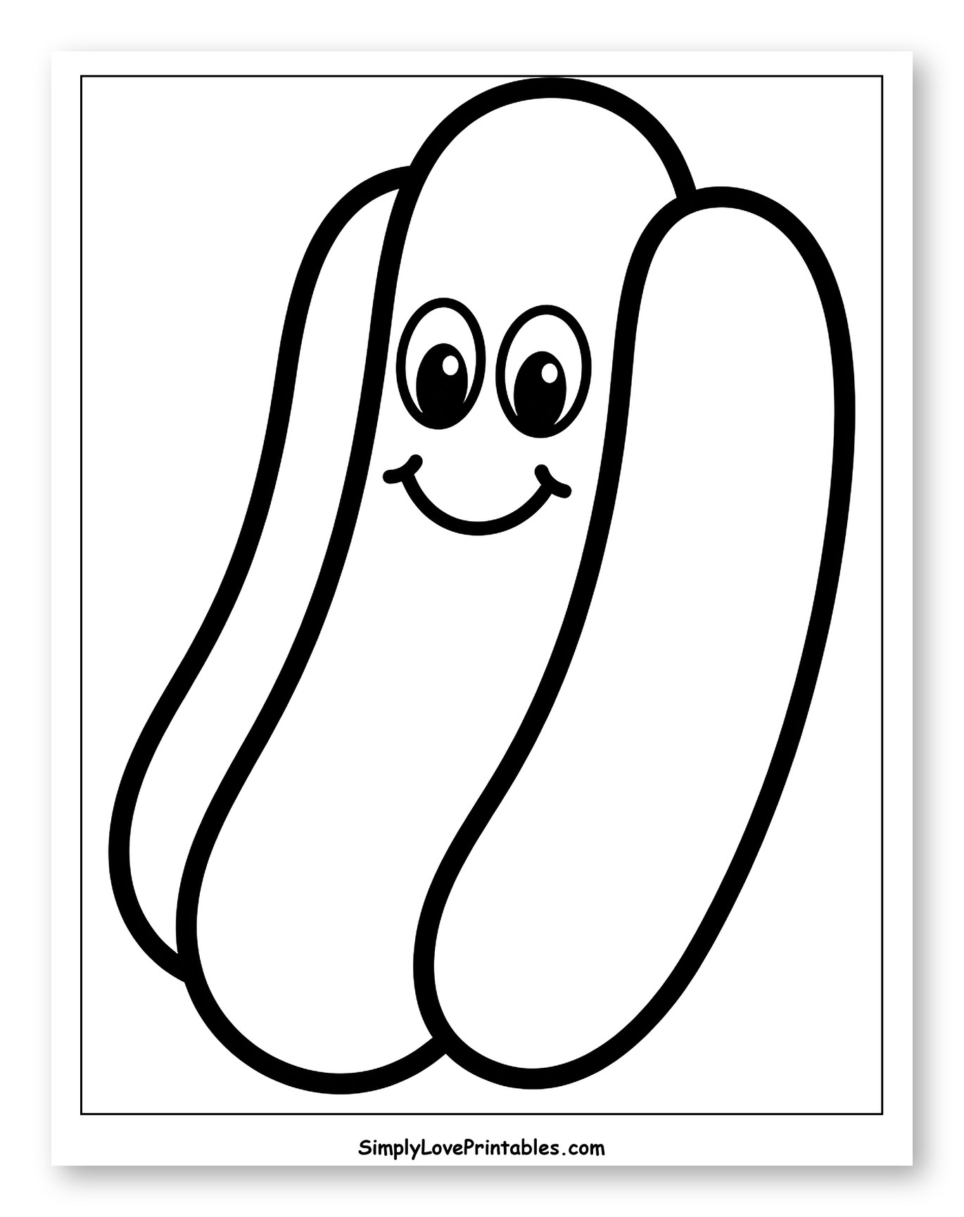 Happy Hot Dog in a Bun Coloring Page for Toddlers