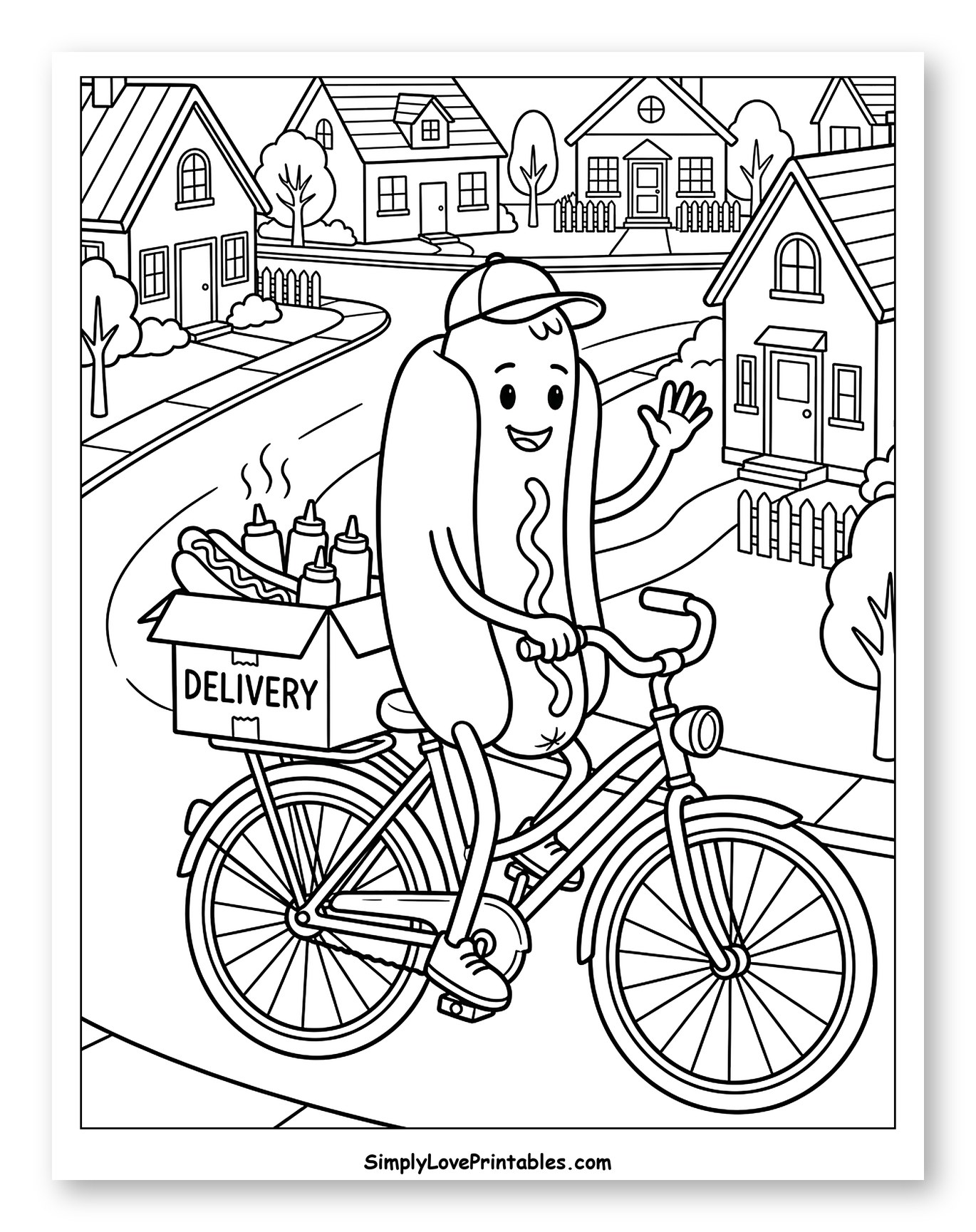 Happy Hot Dog Rides a Bike