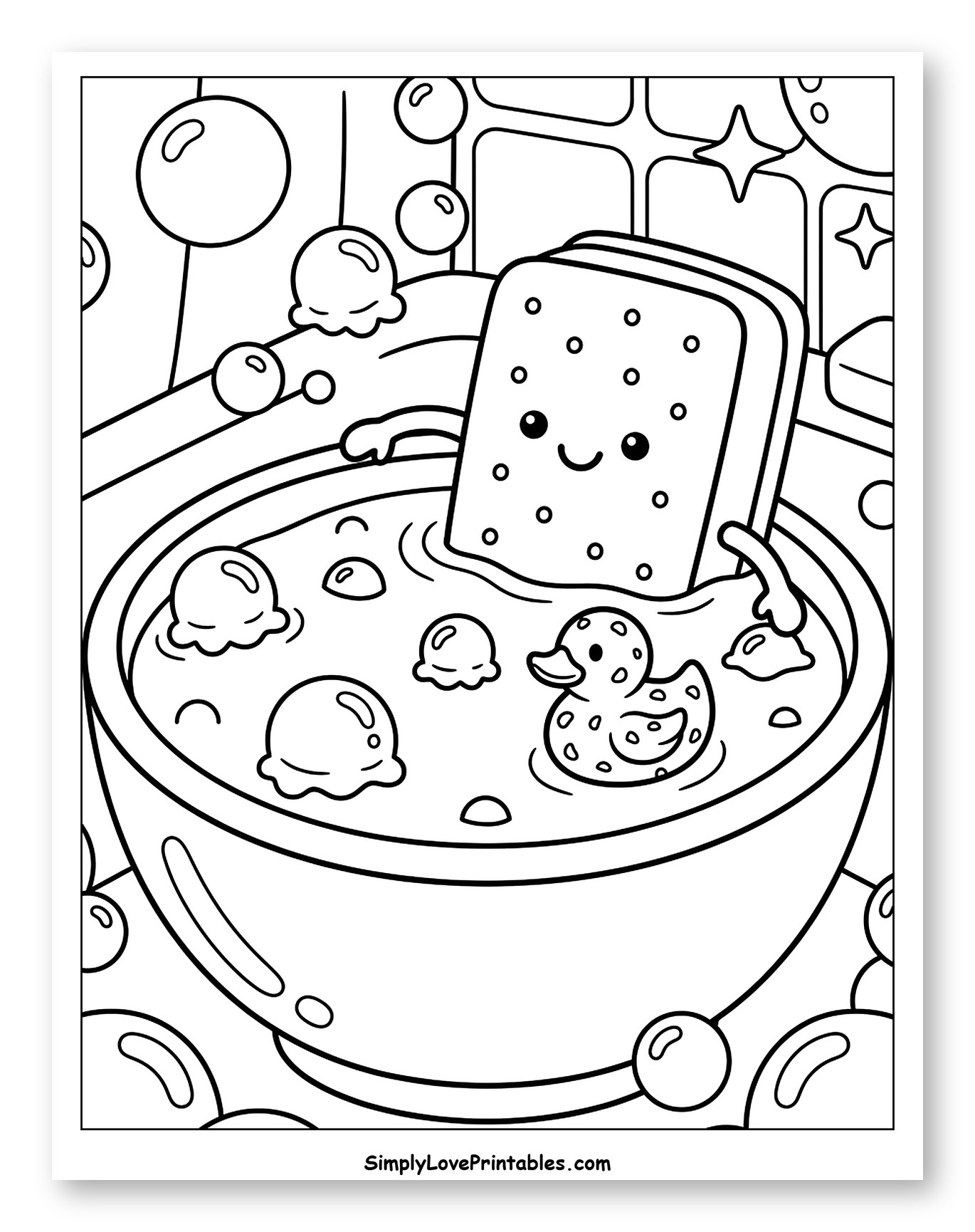 Happy Ice Cream Sandwich Bathtime Fun to Color for Kids