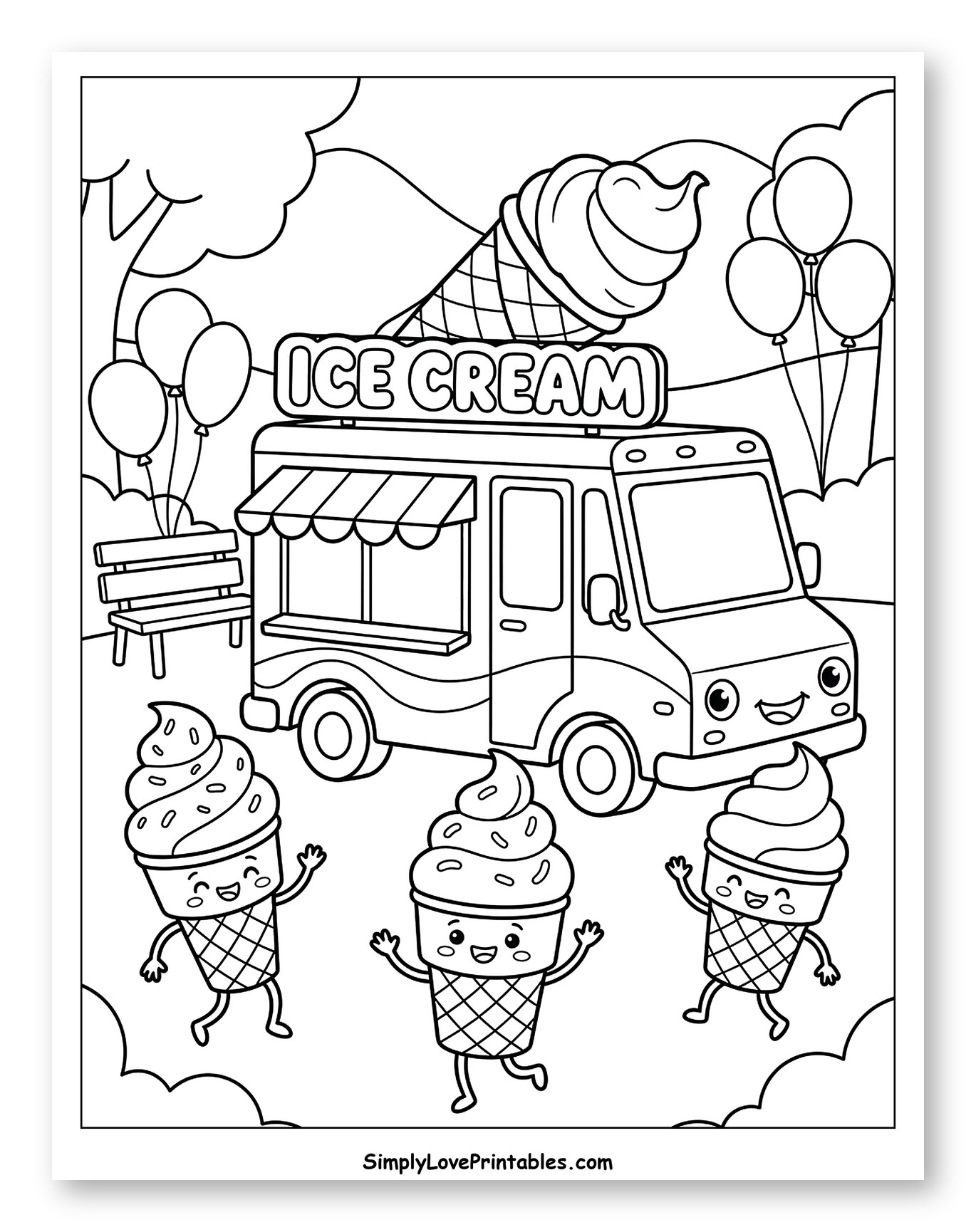 Happy Ice Cream Truck and Dancing Cones