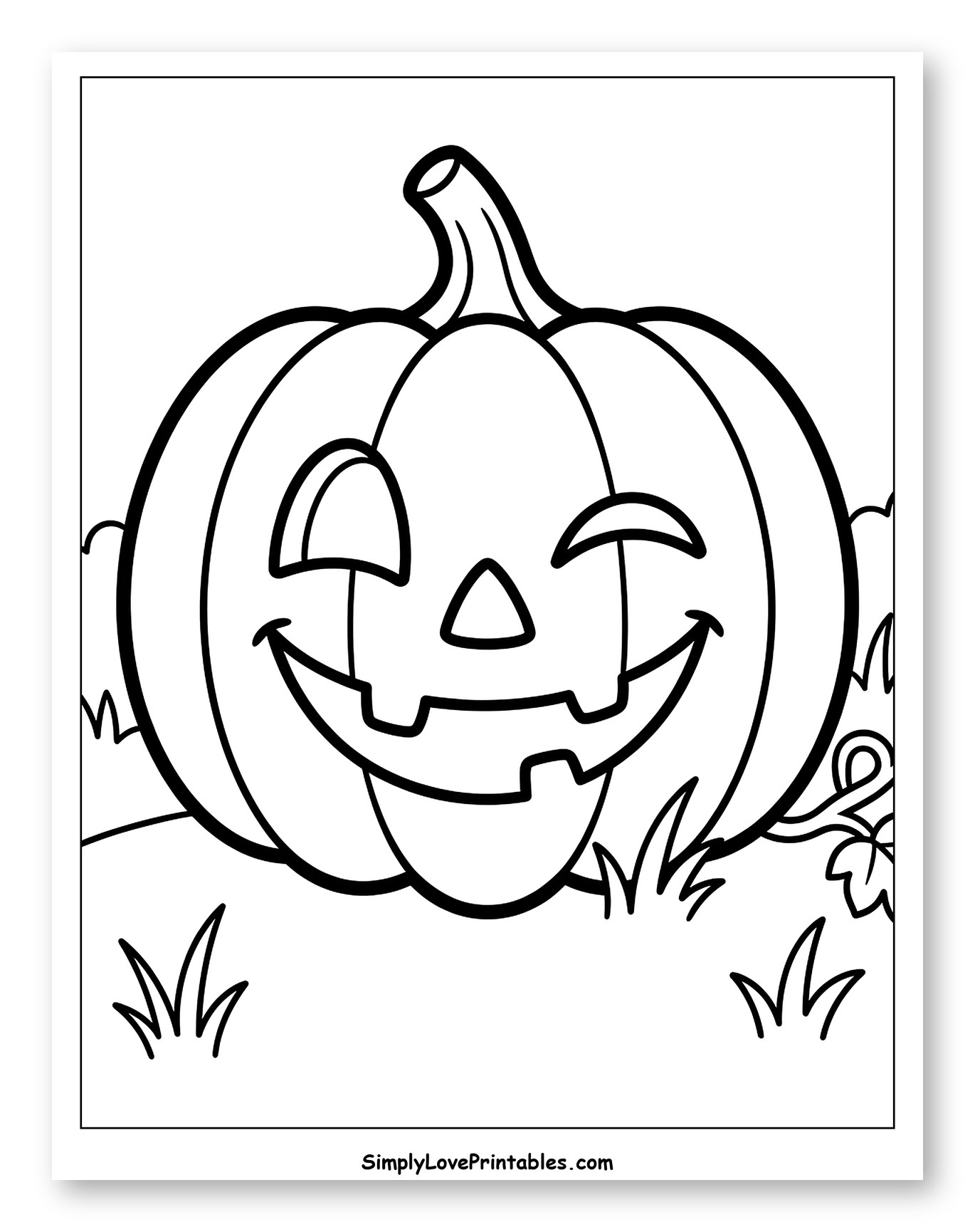 Happy Jack-O'-Lantern in Grassy Field