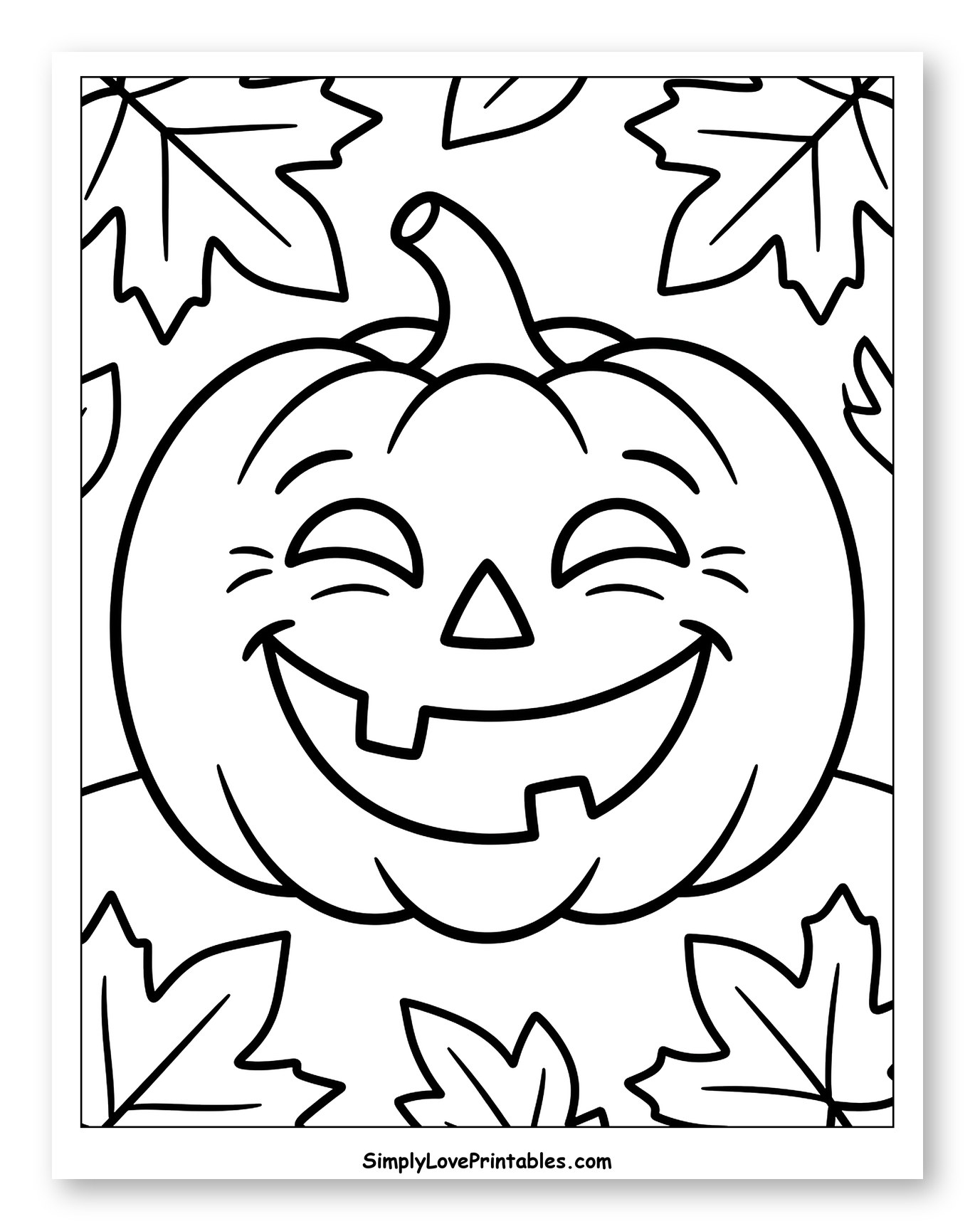 Happy Jack-o'-lantern with Autumn Leaves
