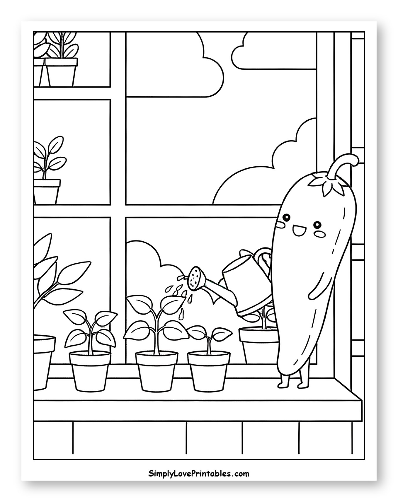Happy Jalapeño Watering Seedlings in Pots