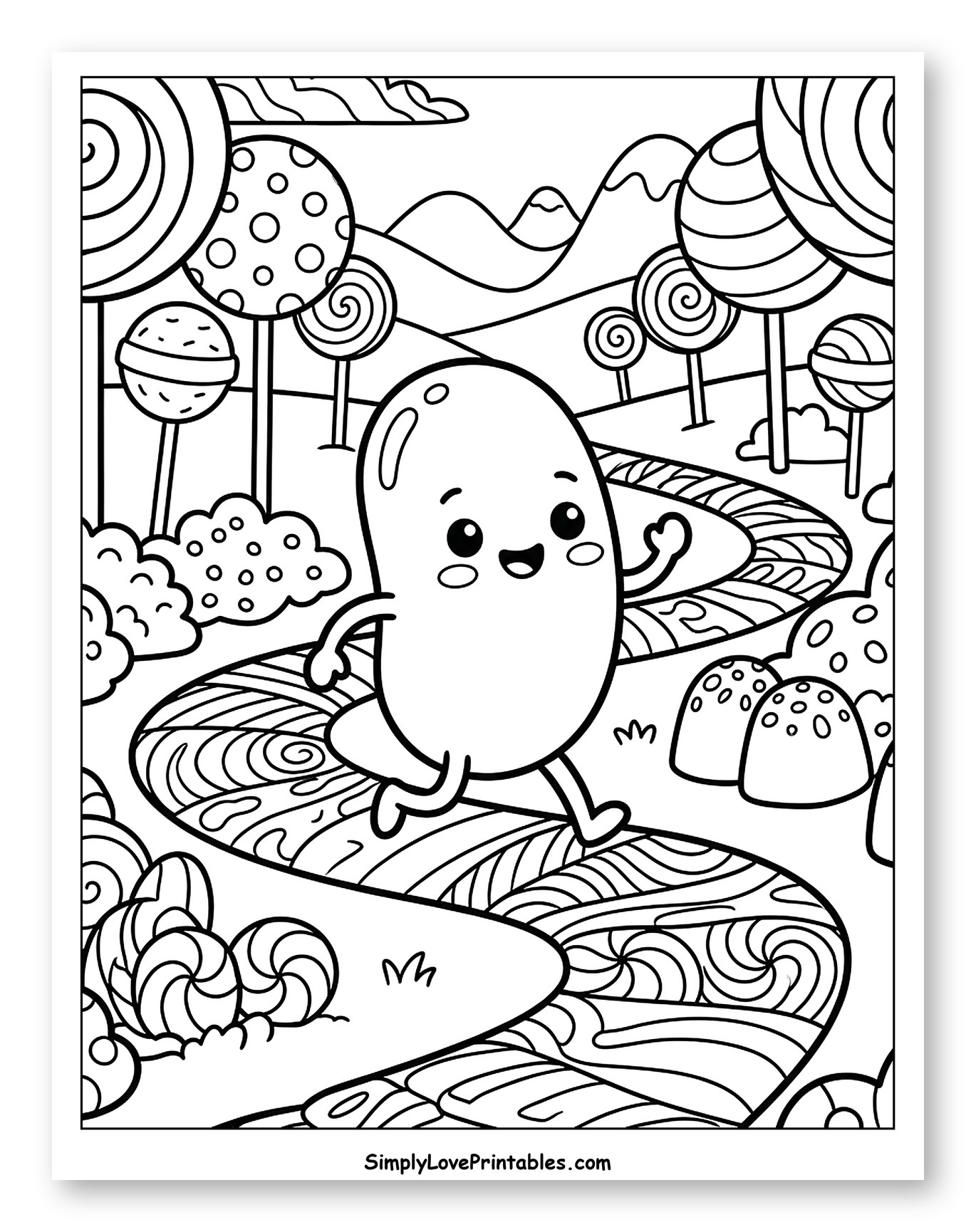 Happy Jelly Bean Walking in Candy Land
