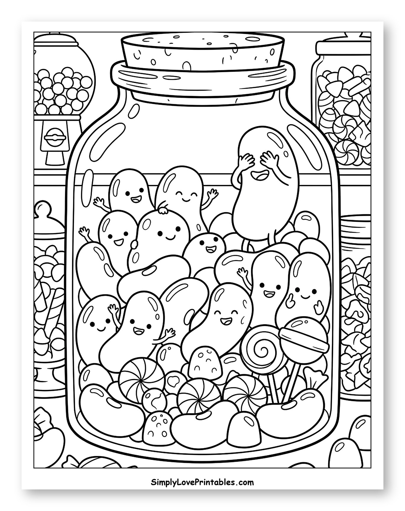 Happy Jelly Beans and Sweets in a Glass Jar