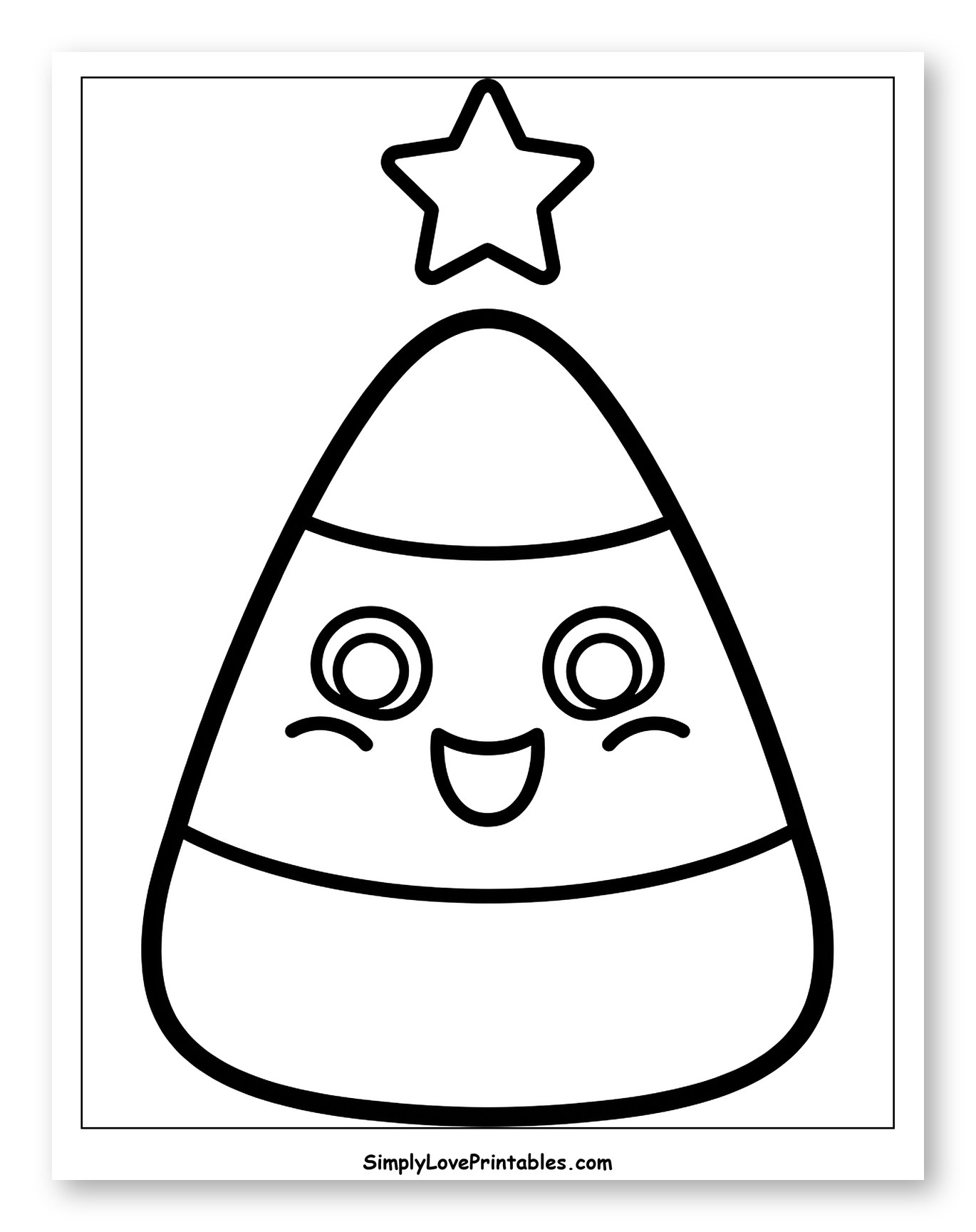 Happy Kawaii Candy Corn with a Star to Color for Toddlers