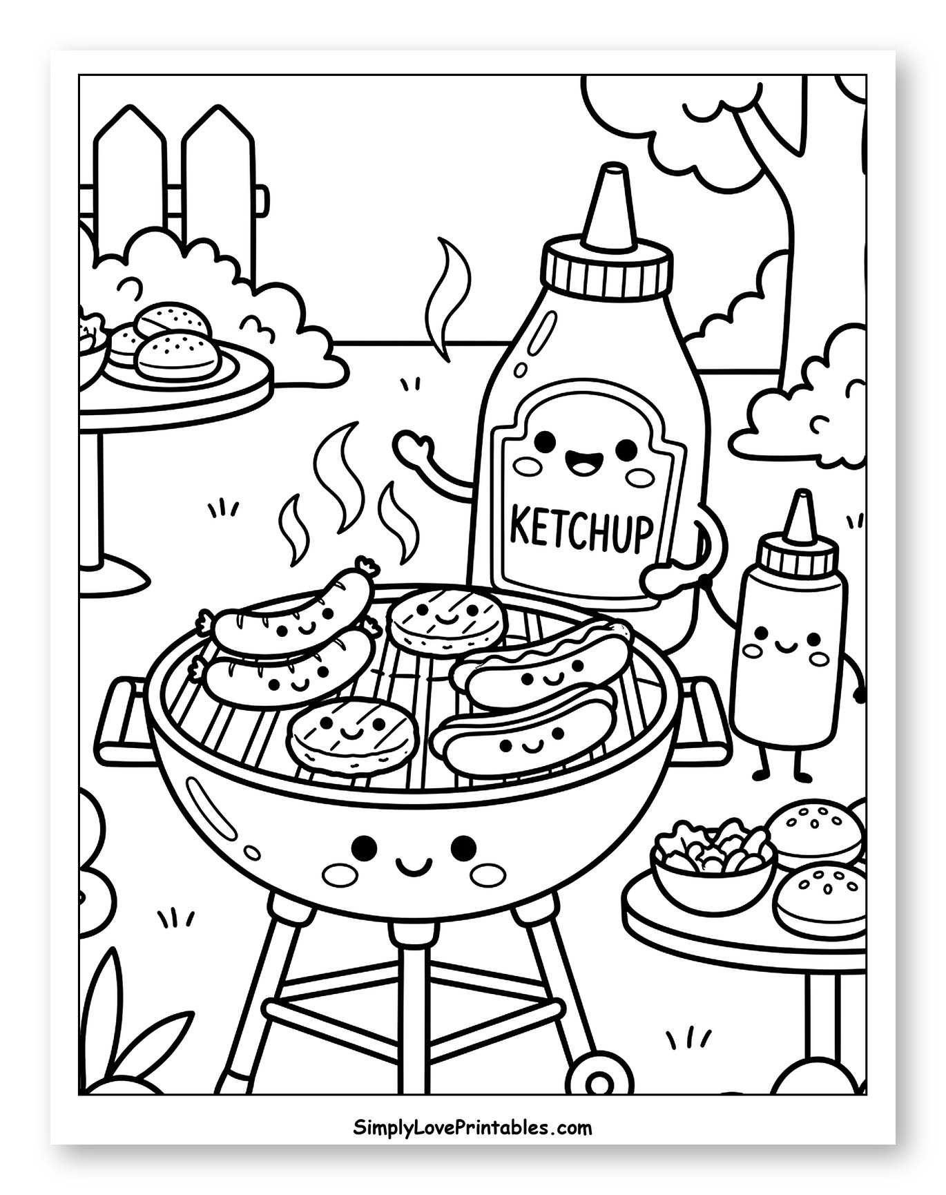 Happy Ketchup Bottle at a Backyard Barbecue
