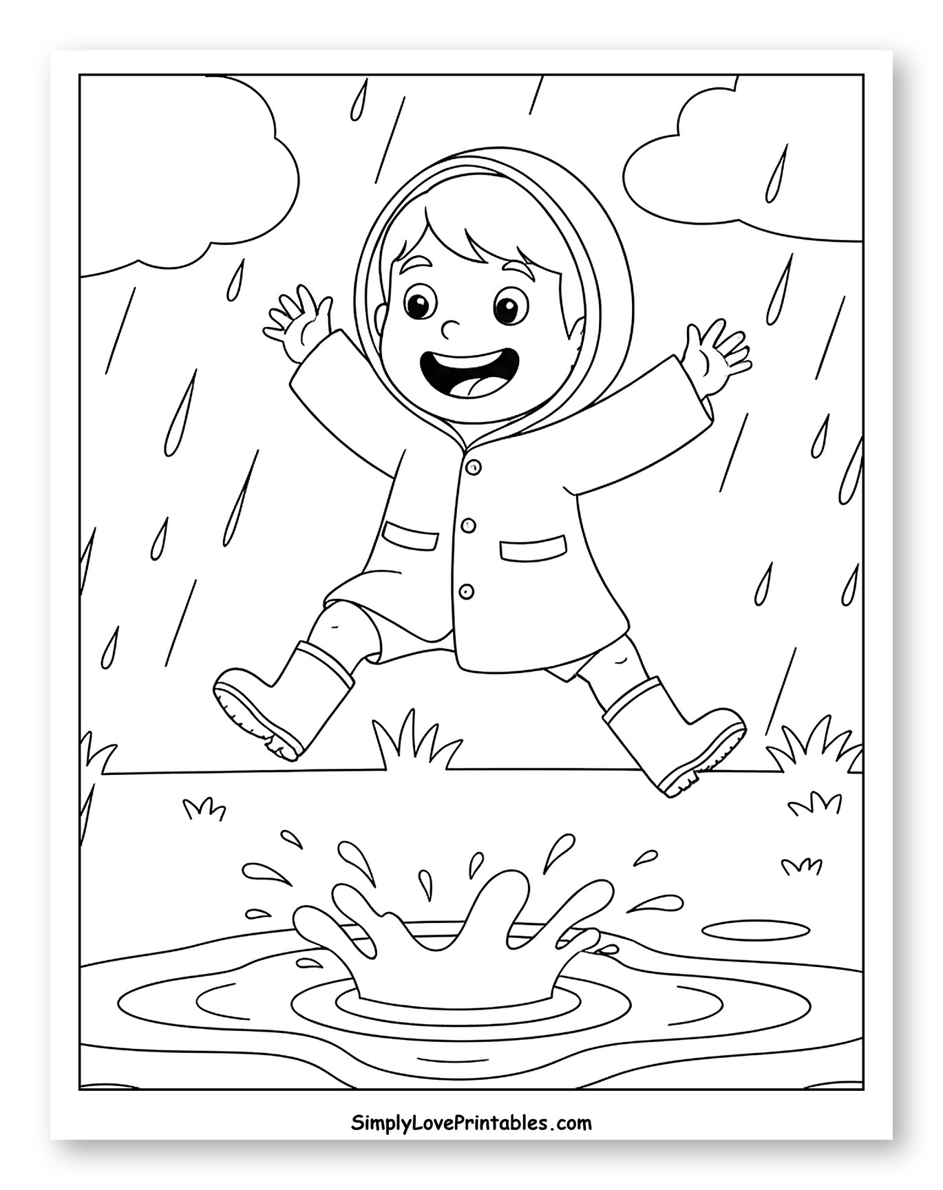 Happy Kid Splashing in a Puddle