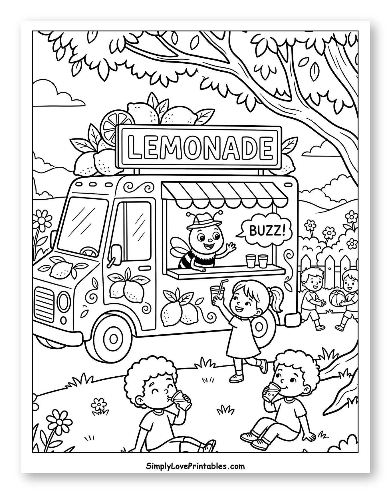 Happy Kids at a Lemonade Food Truck