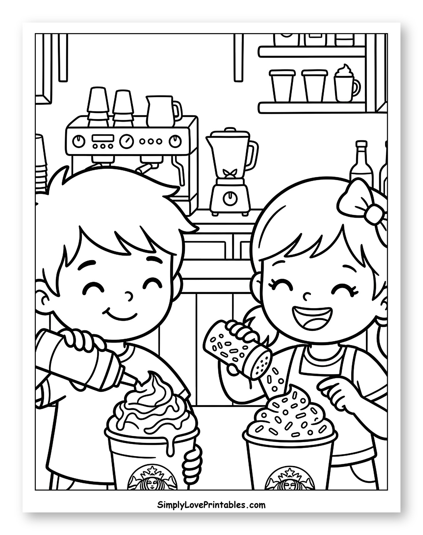 Happy Kids Decorating Starbucks Drinks