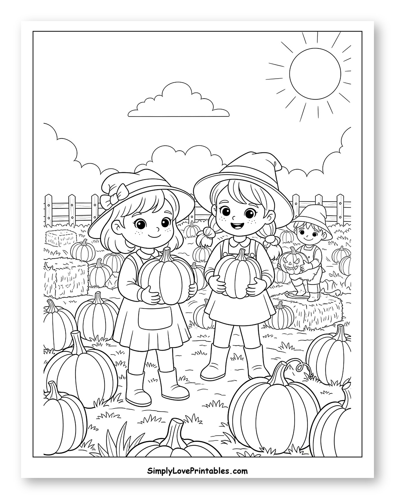 Happy Kids with Pumpkins at Harvest