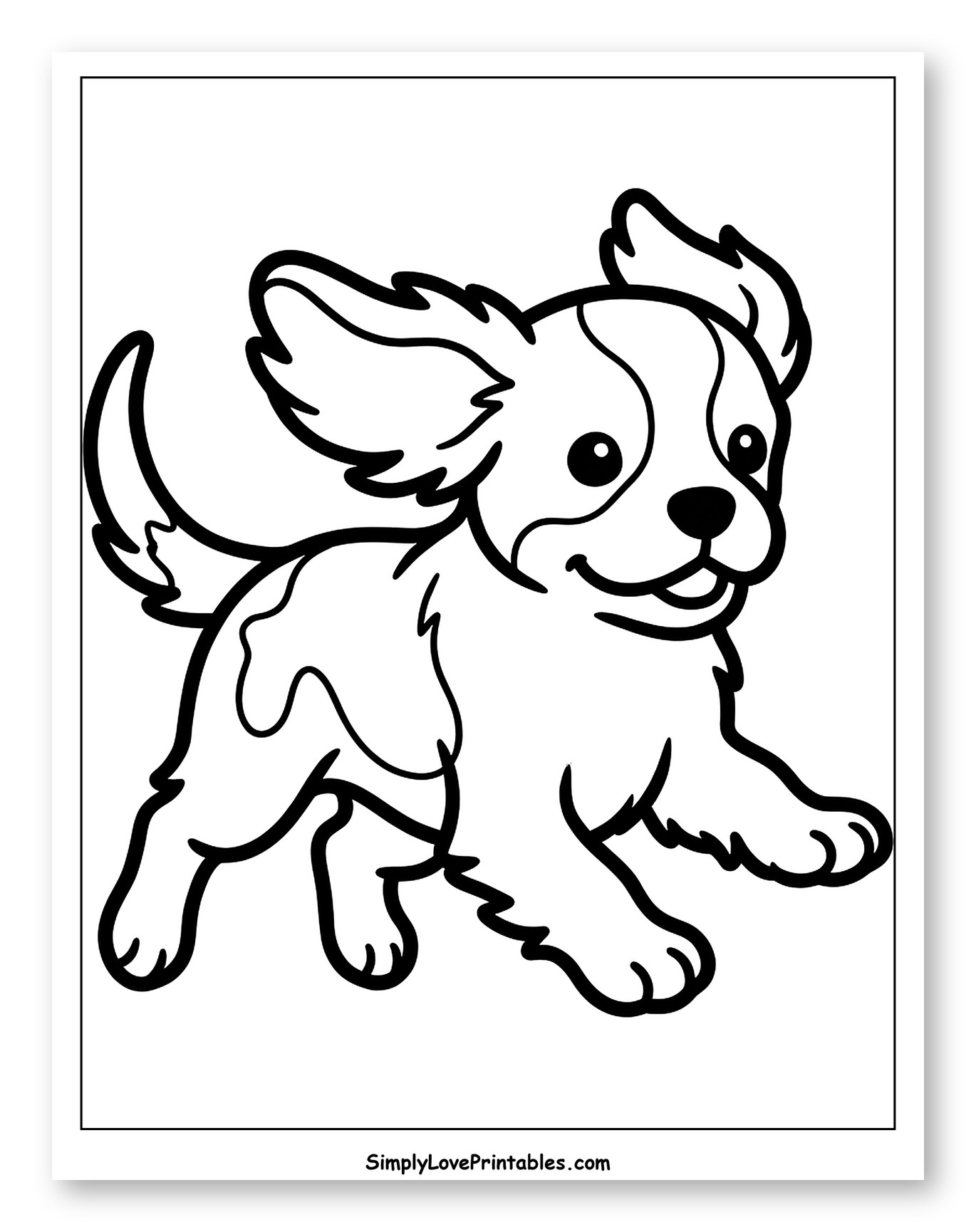 Happy King Charles Cavalier Puppy Running to Color for Toddlers