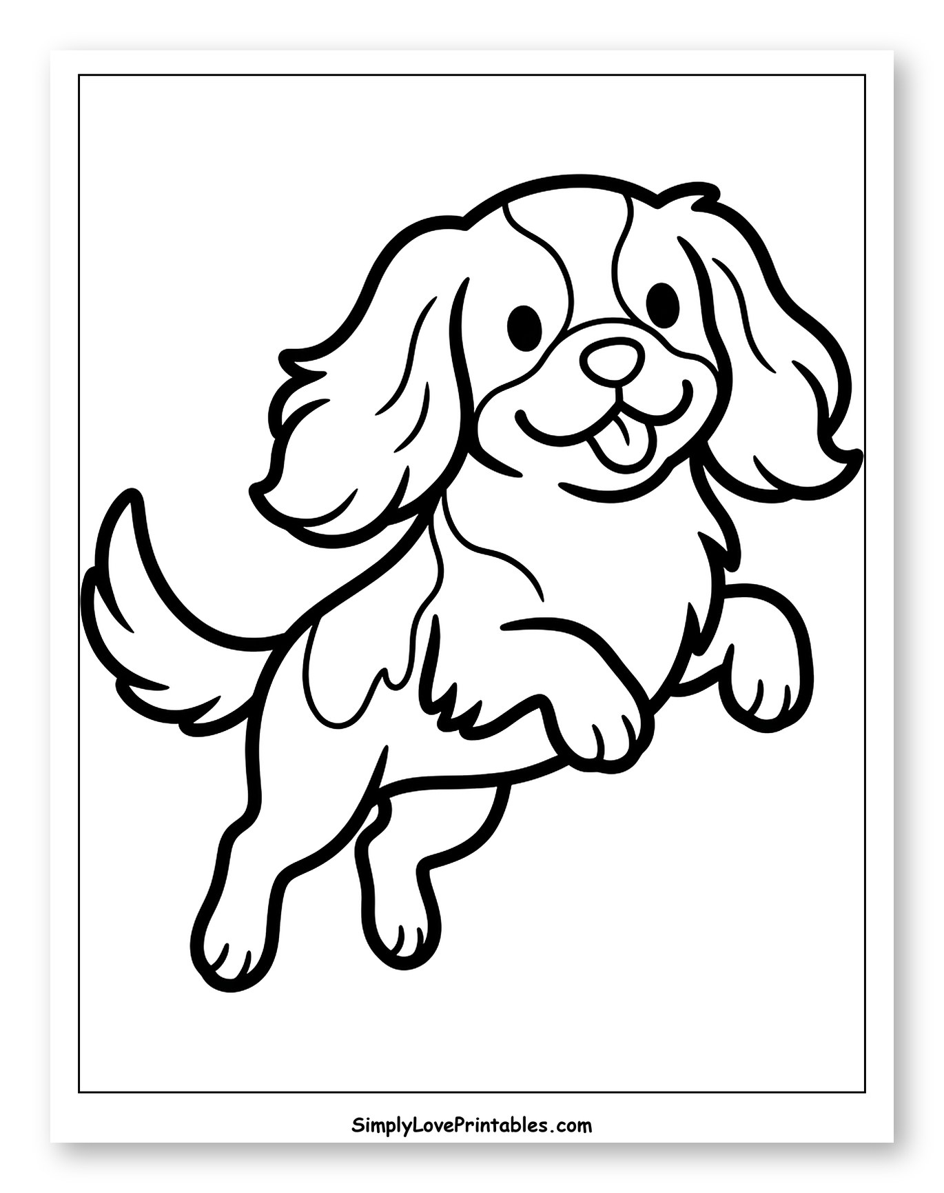 Happy King Charles Cavalier Spaniel Puppy Jumping