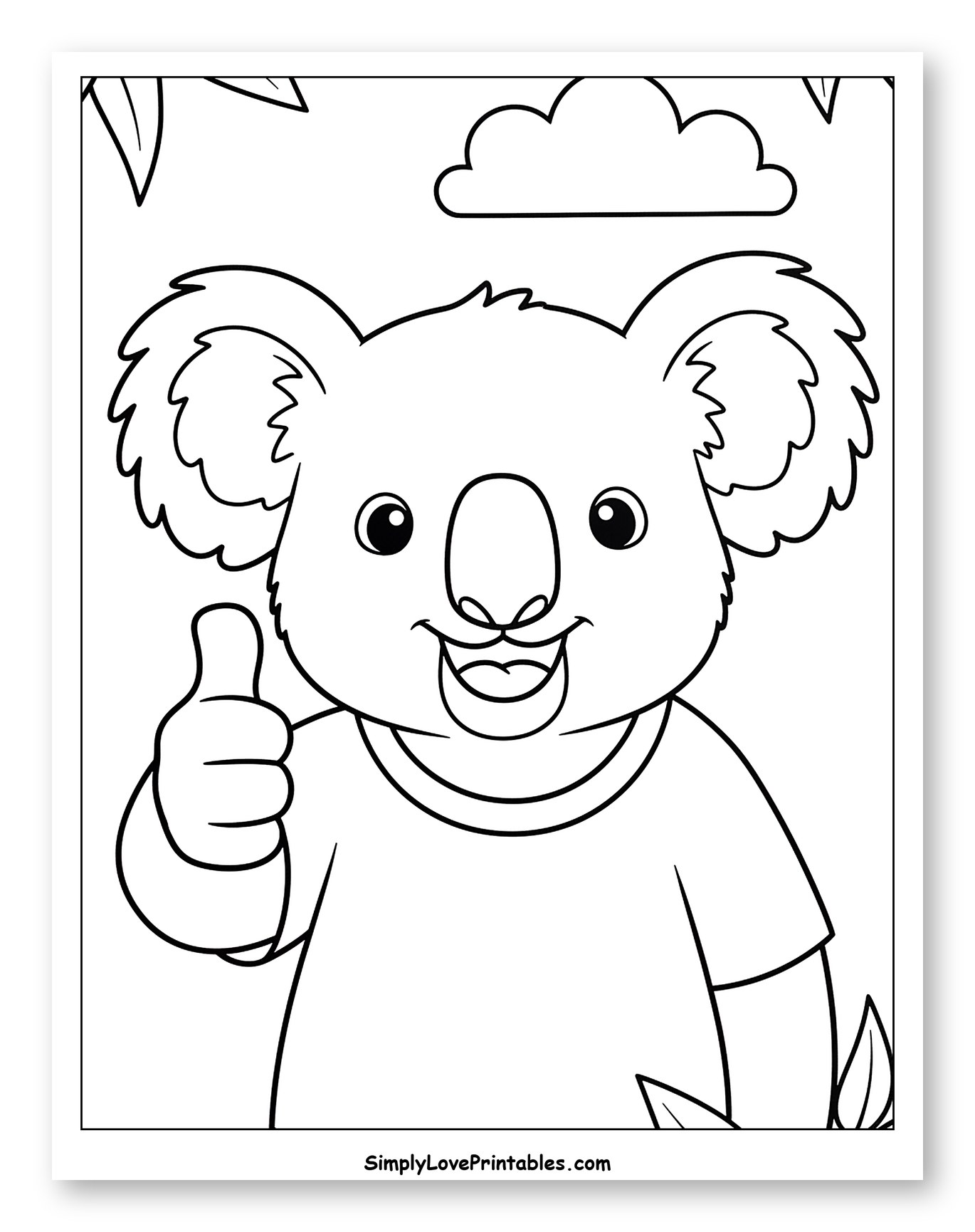 Happy Koala Giving a Thumbs Up to Color for Toddlers