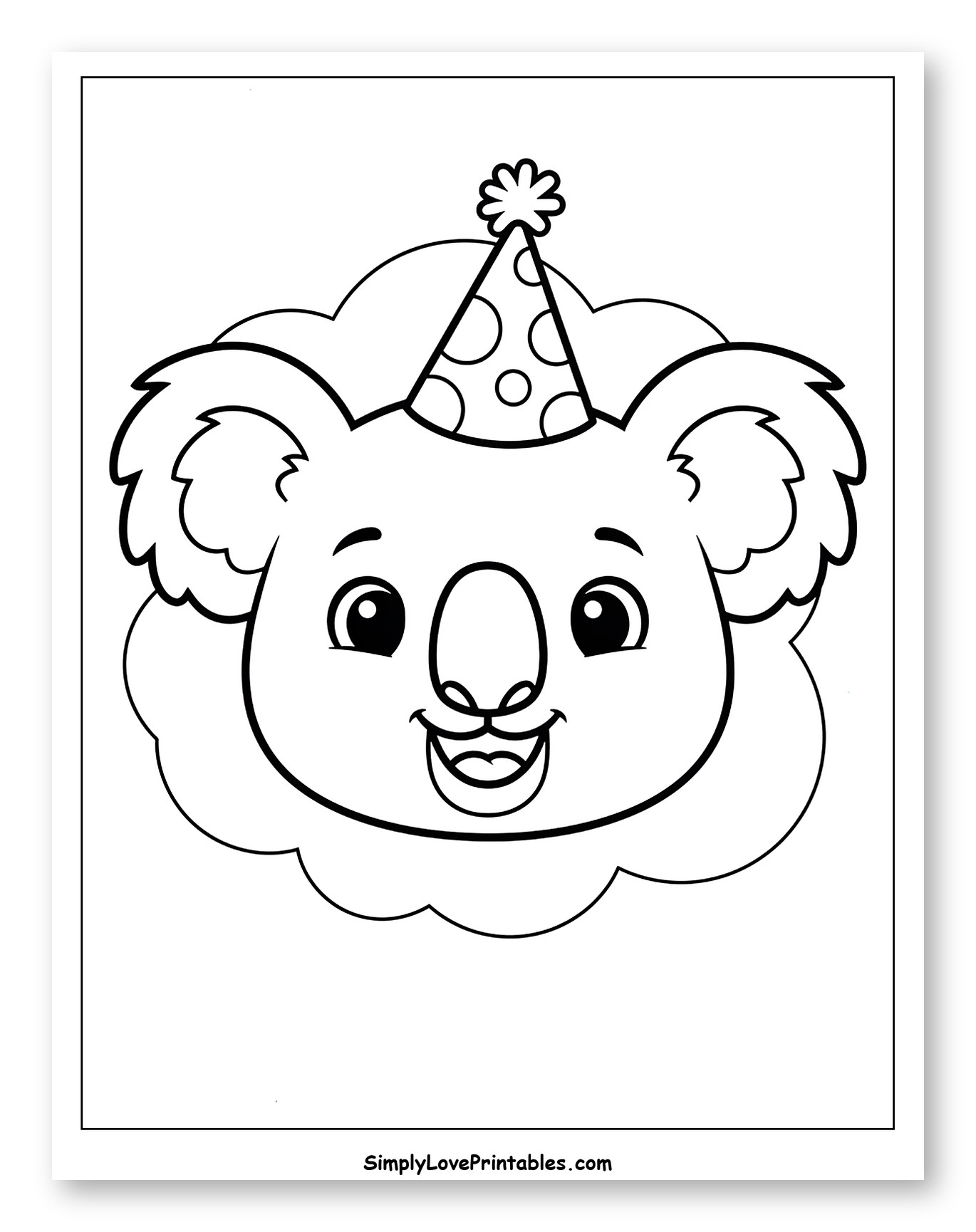 Happy Koala Wearing a Party Hat