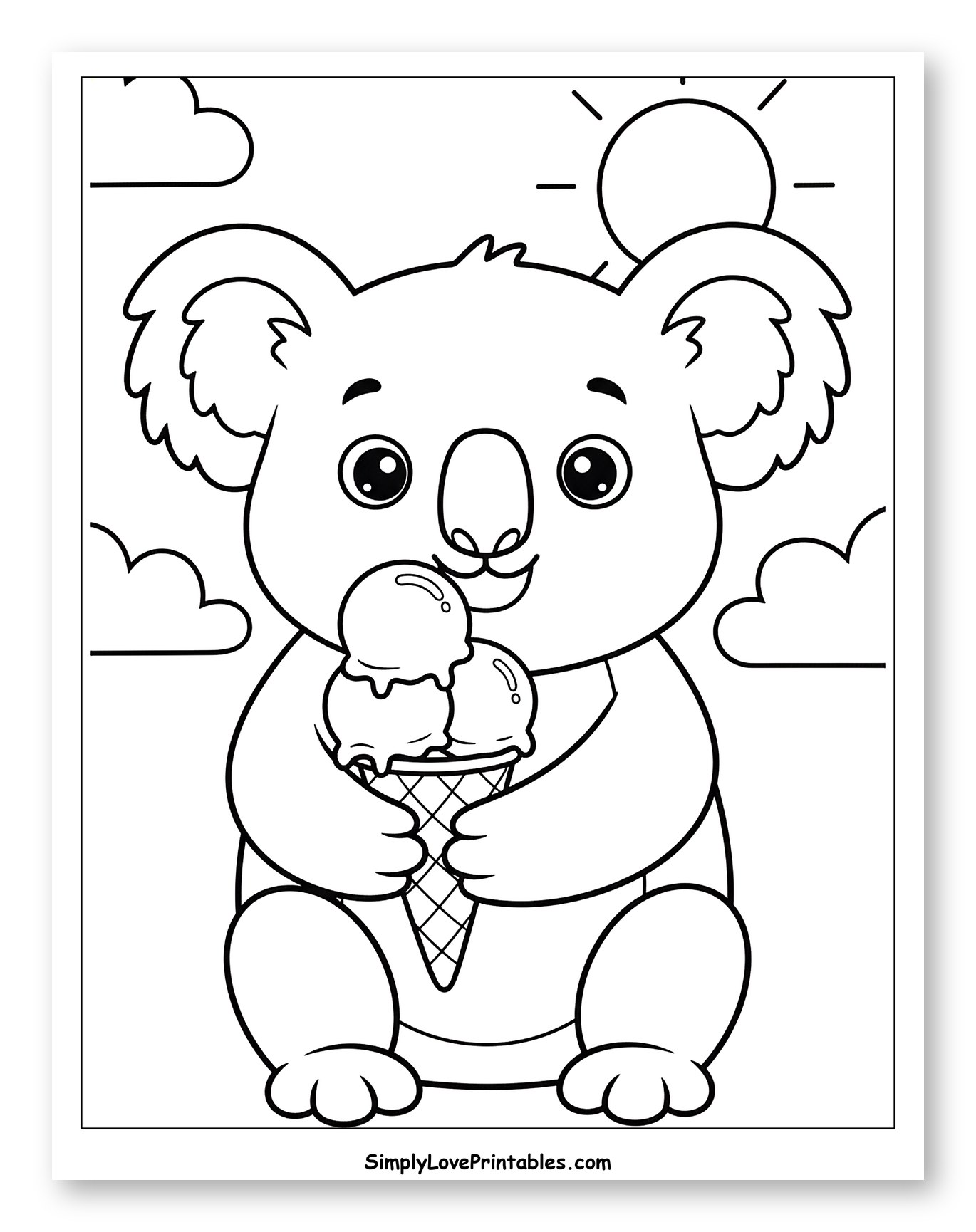 Happy Koala with Ice Cream on a Sunny Day