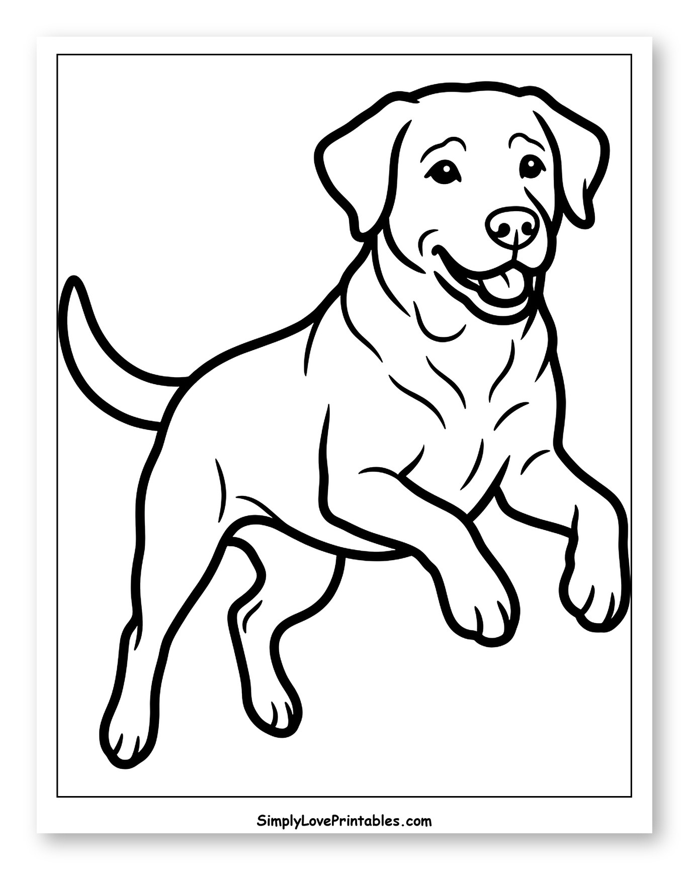 Happy Labrador Dog Jumping Playfully to Color for Toddlers