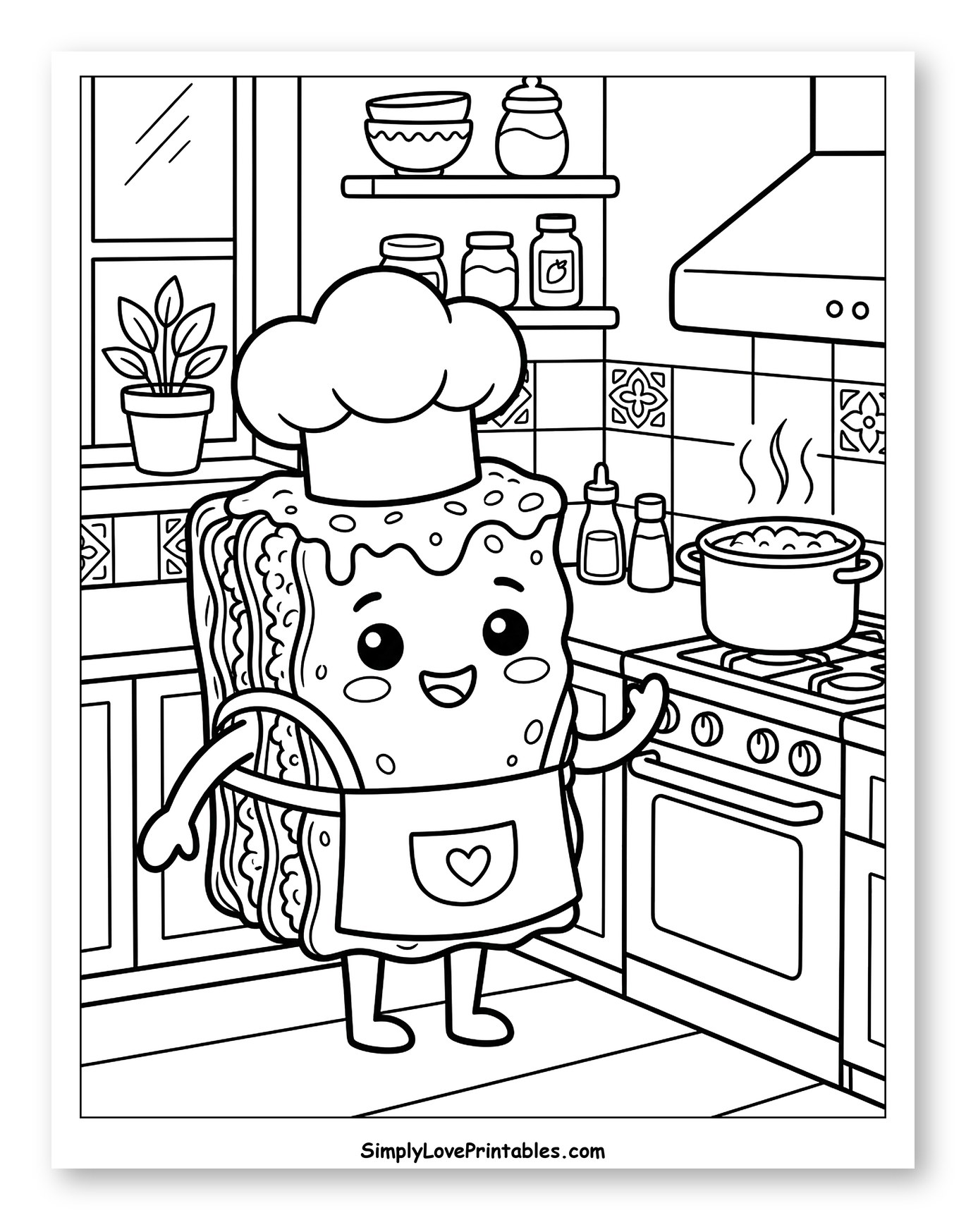 Happy Lasagna Chef in a Cozy Kitchen