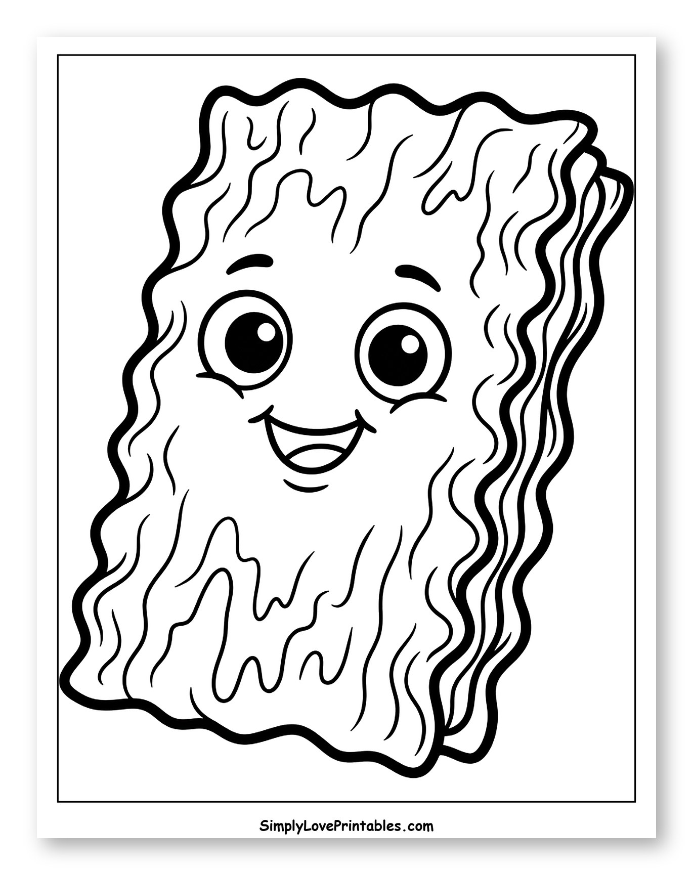 Happy Lasagna Noodle with Wavy Edges to Color for Toddlers