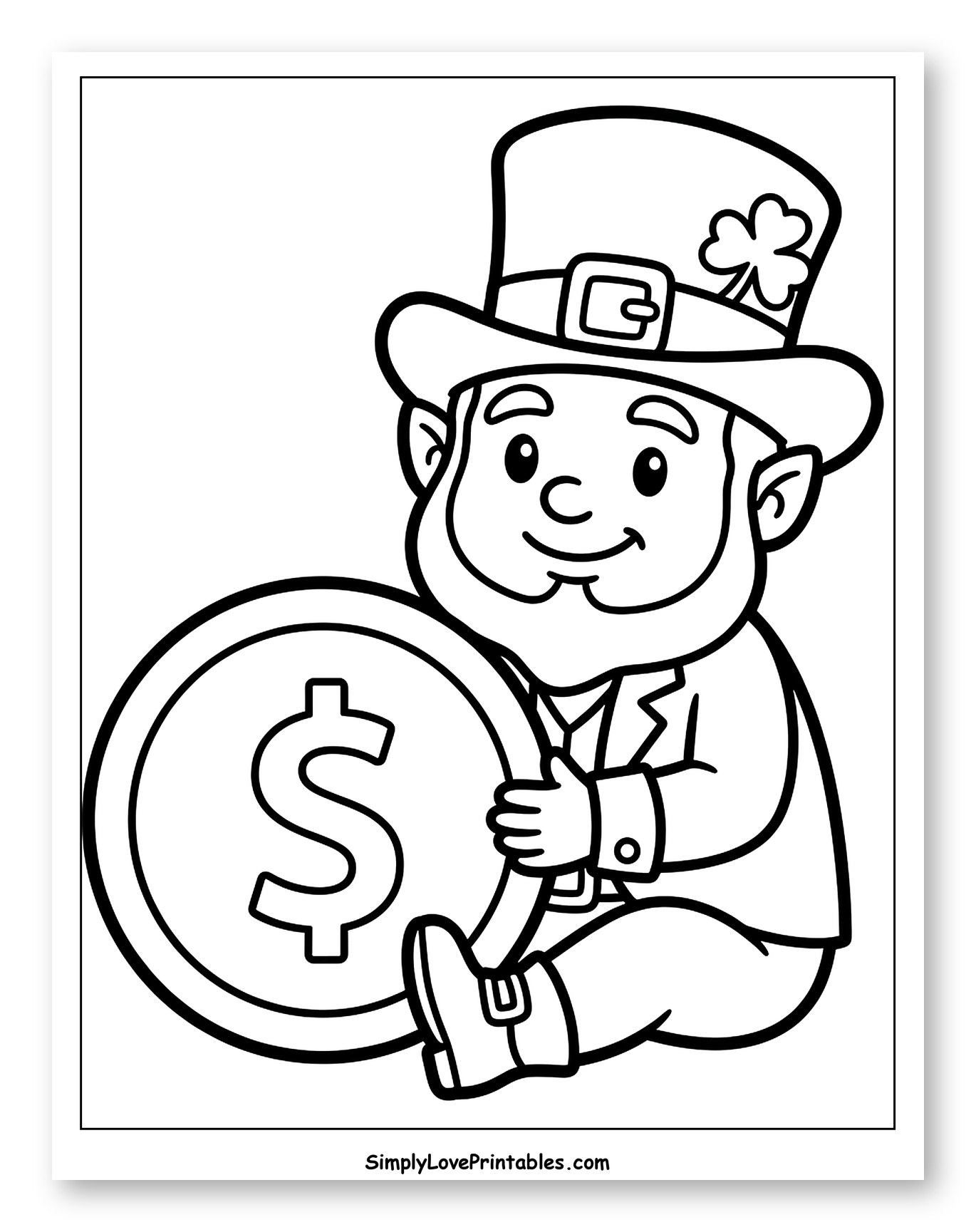 Happy Leprechaun with a Big Dollar Coin