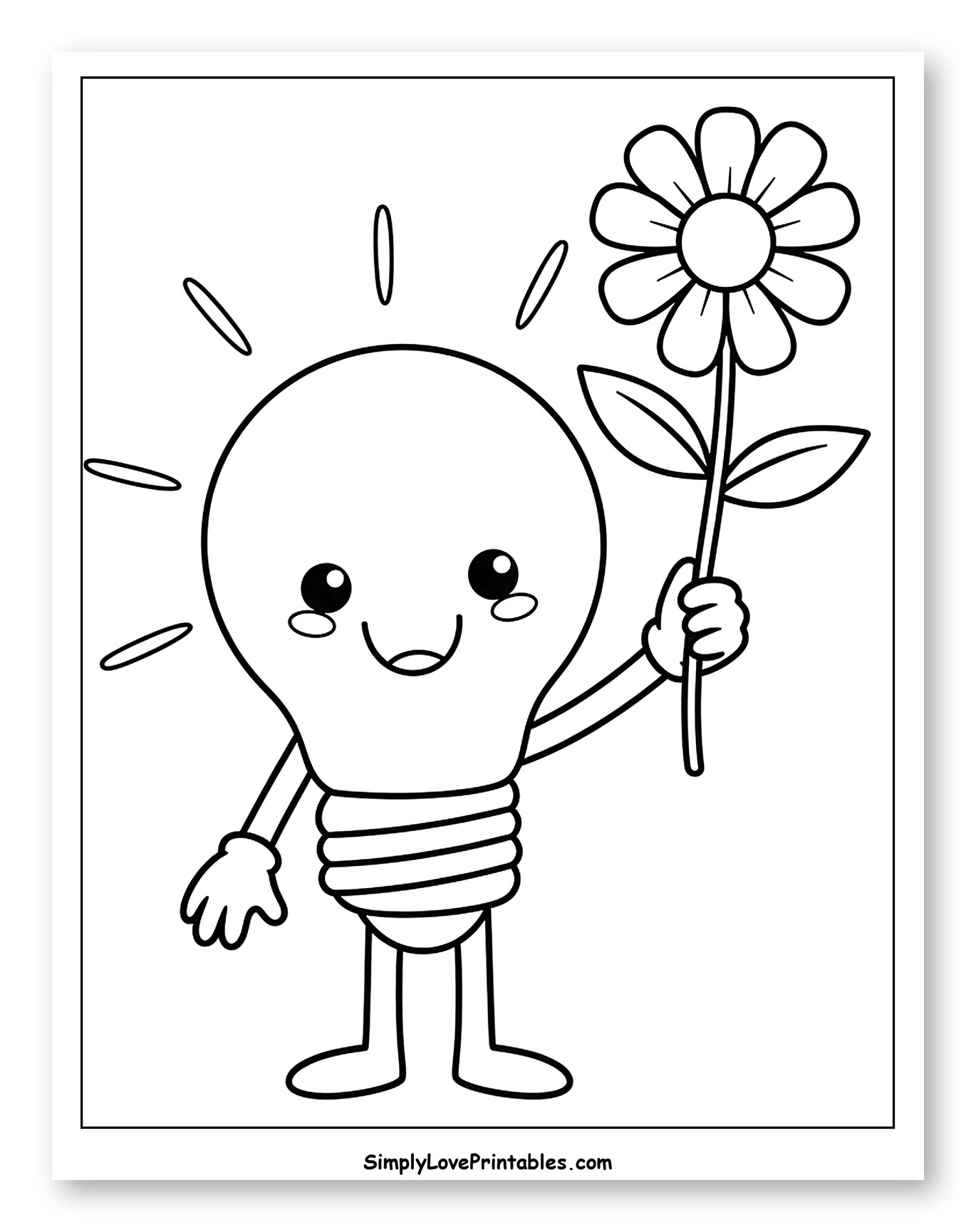 Happy Light Bulb Holding a Flower