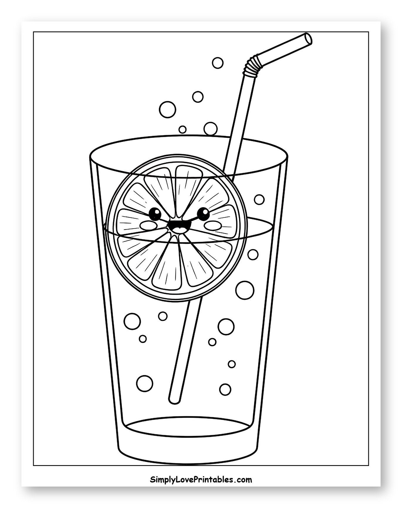 Happy Lime Slice in a Drink with a Straw