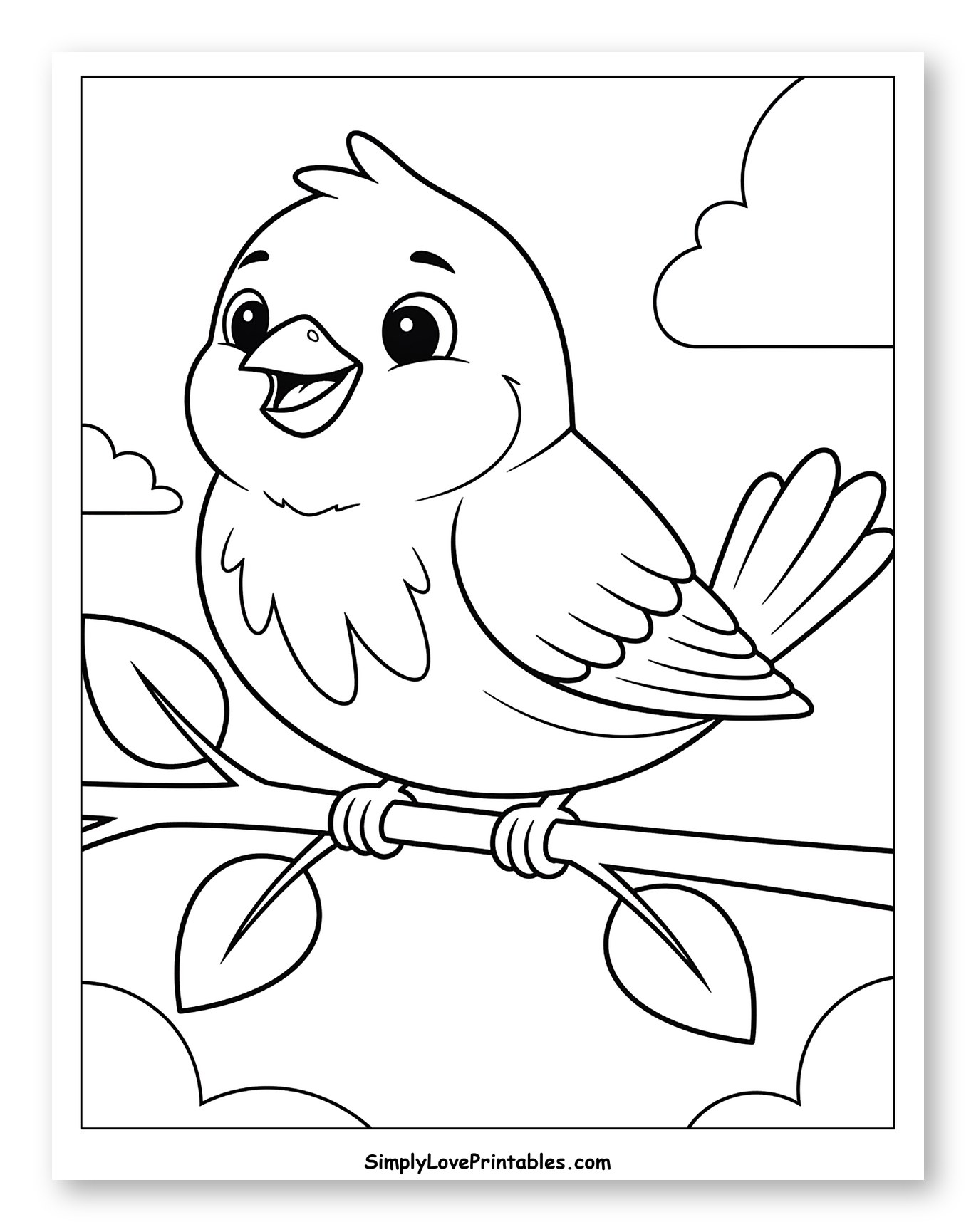 Happy Little Bird Perched on a Branch