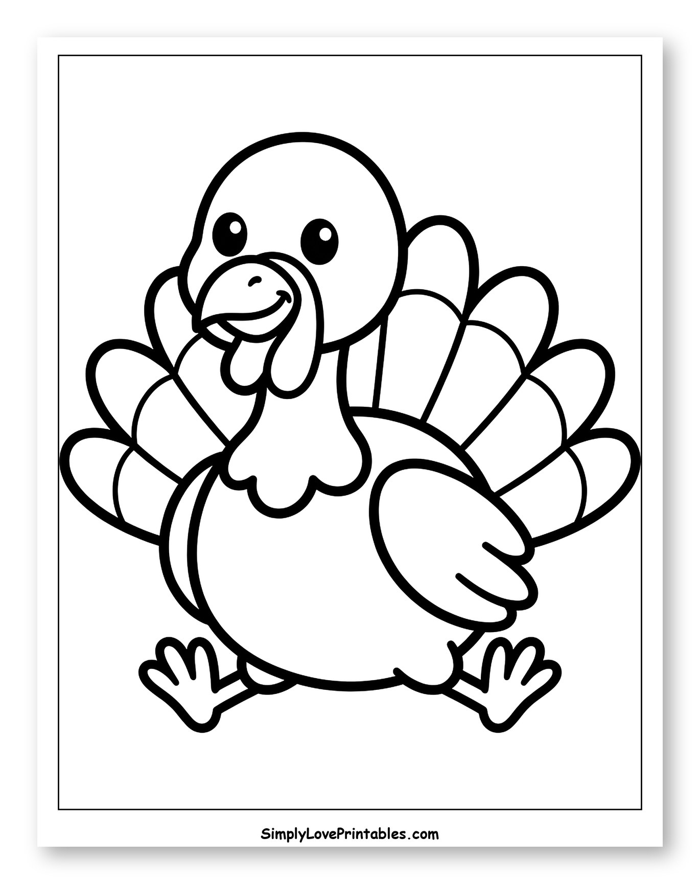 Happy Little Turkey Sitting Coloring Page for Toddlers