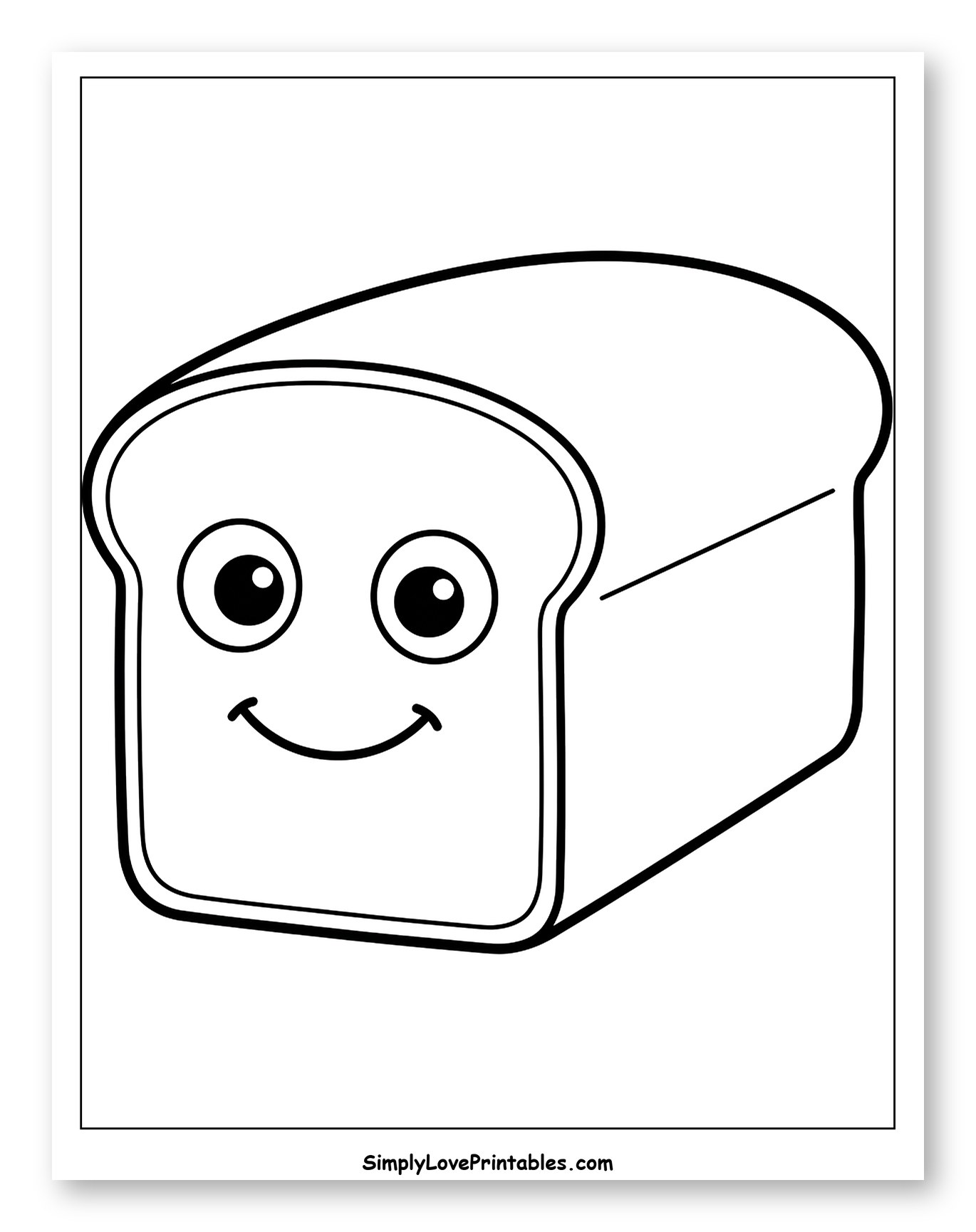 Happy Loaf of Bread Coloring Page for Toddlers