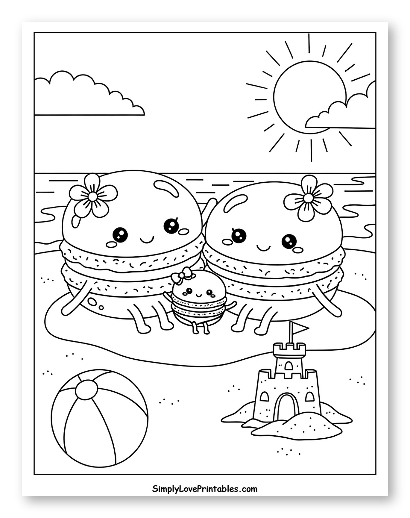 Happy Macaron Family on a Sunny Beach