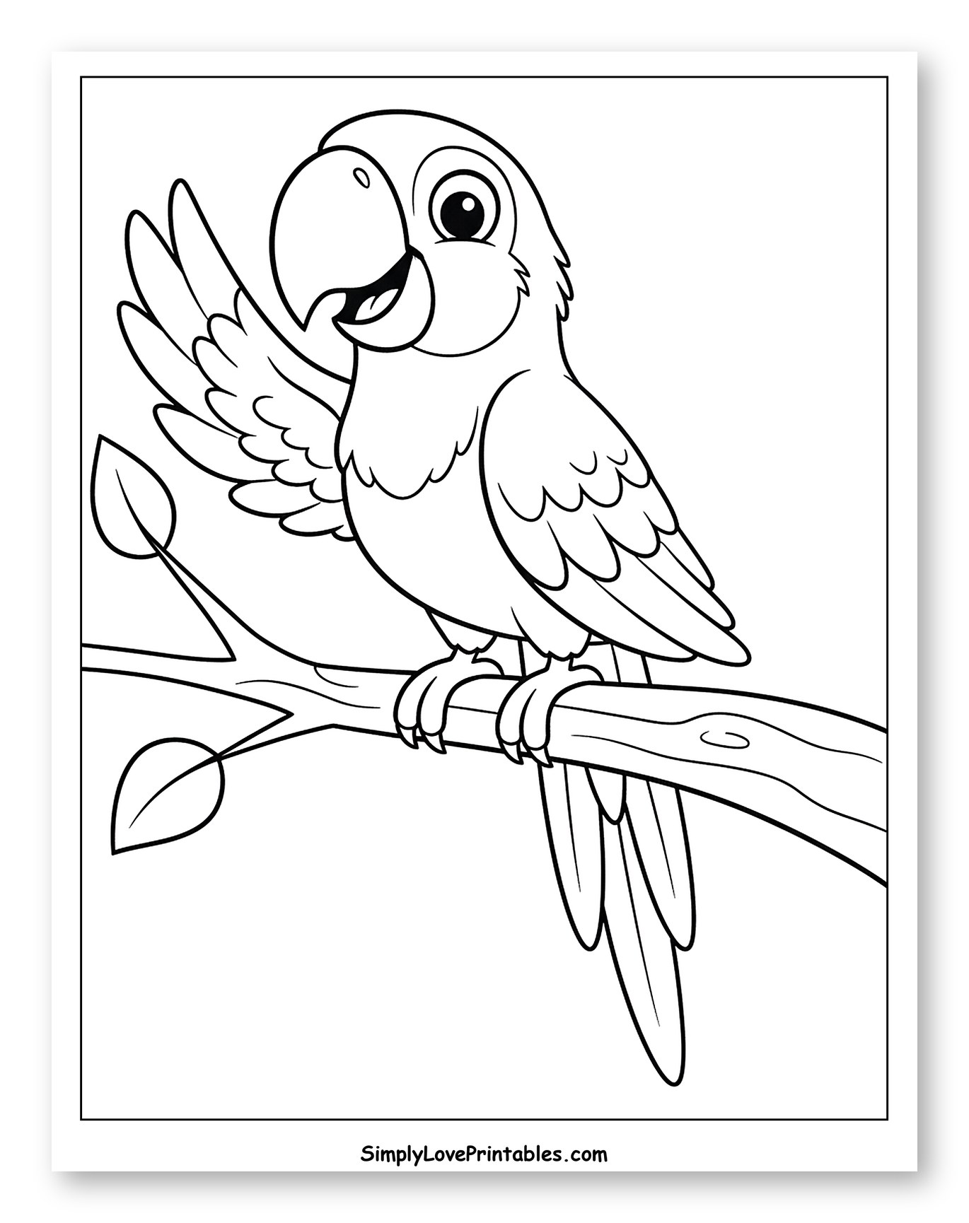 Happy Macaw Waving on a Branch