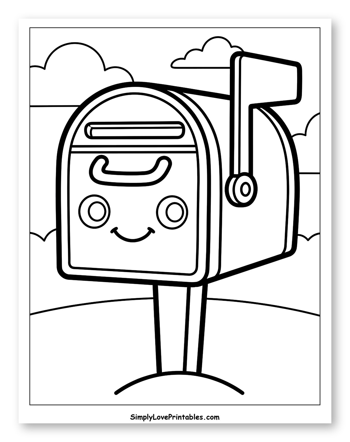 Happy Mailbox with a Flag to Color for Toddlers