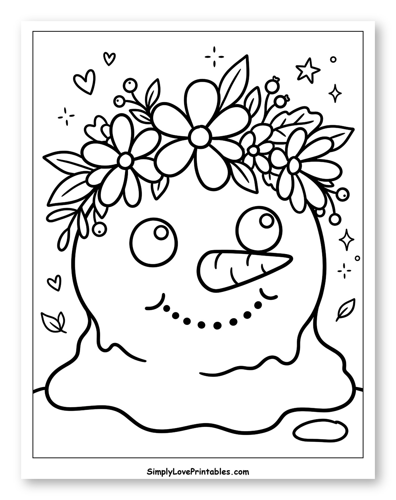 Happy Melting Snowman with Flower Crown