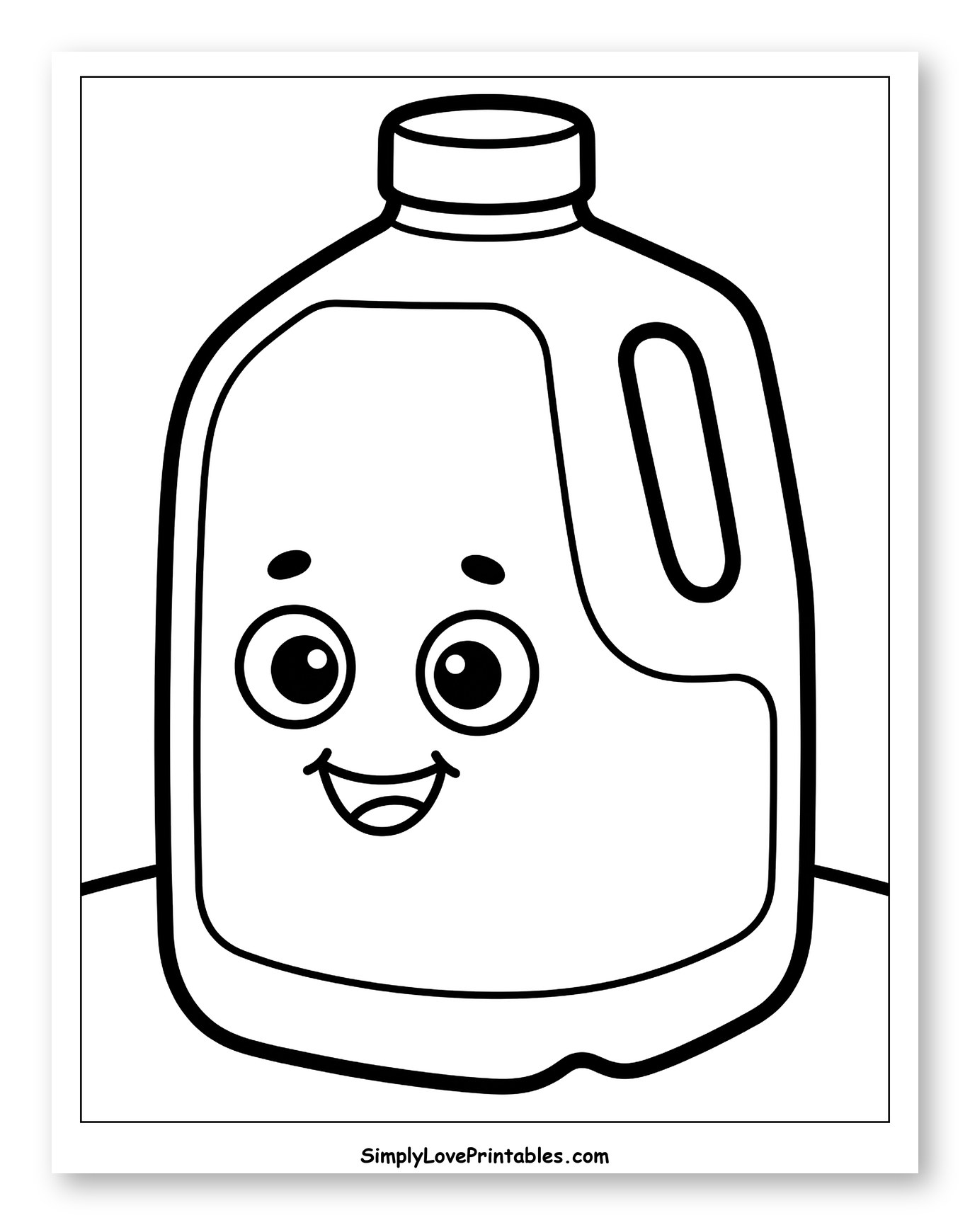 Happy Milk Jug Character Coloring Sheet for Toddlers