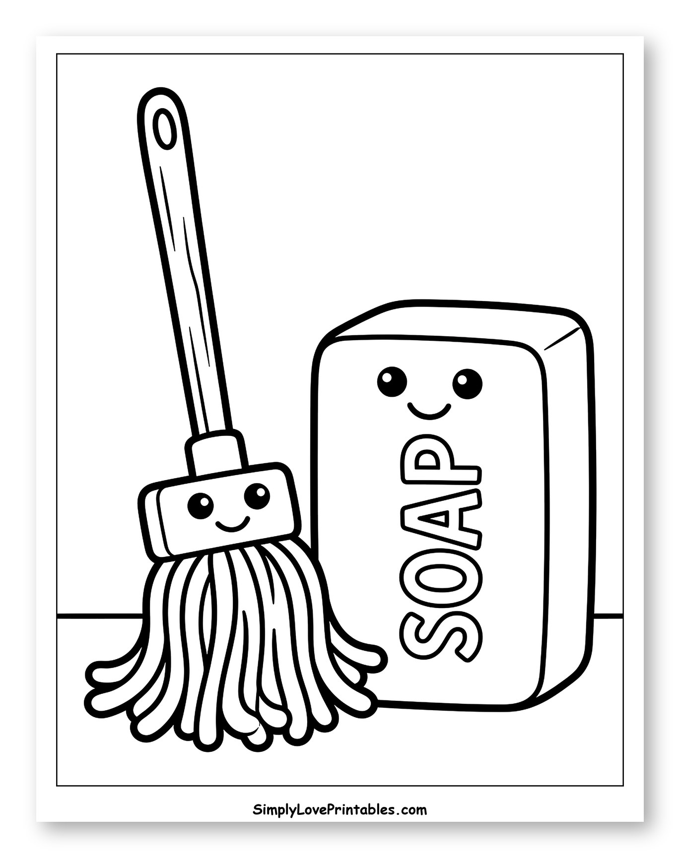 Happy Mop and Bar of Soap