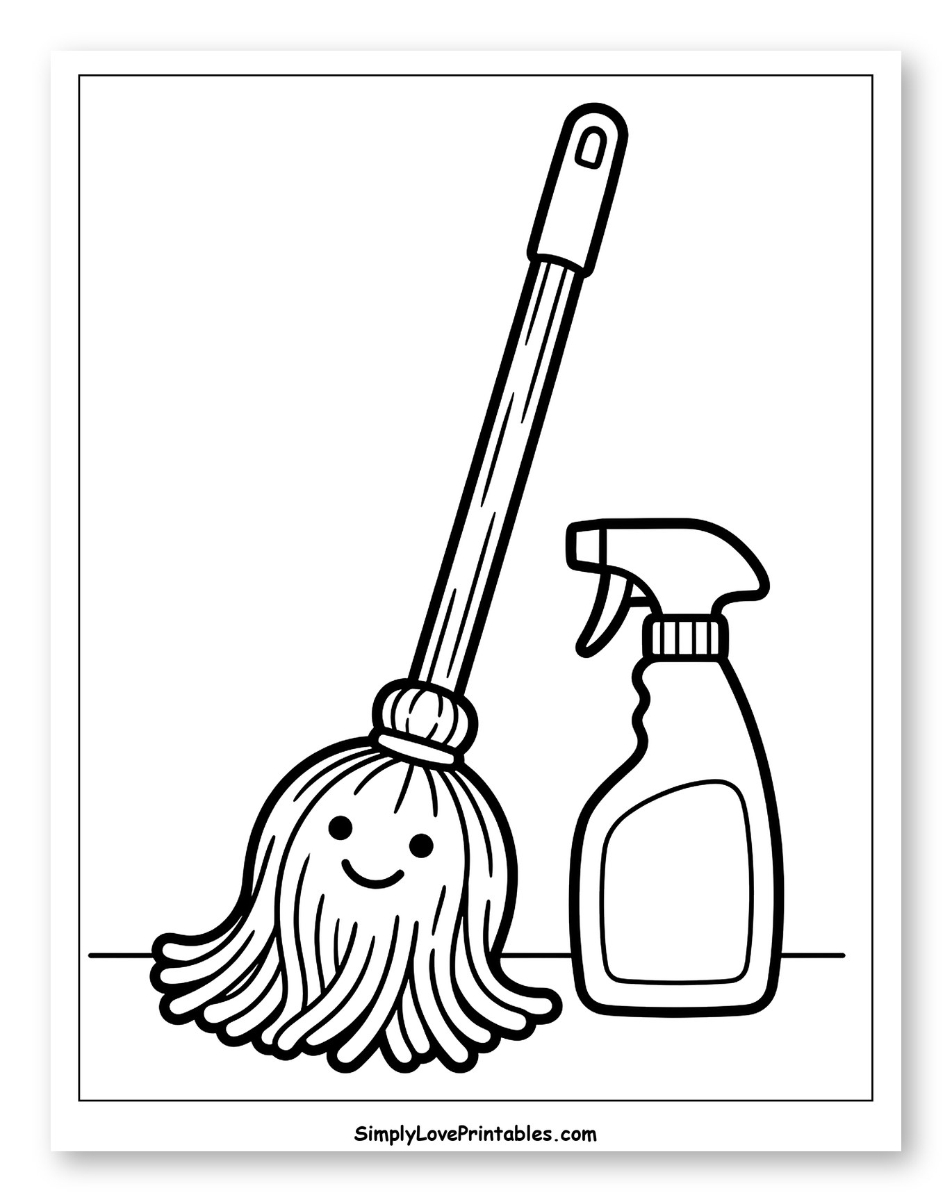 Happy Mop and Spray Bottle Cleaning Supplies