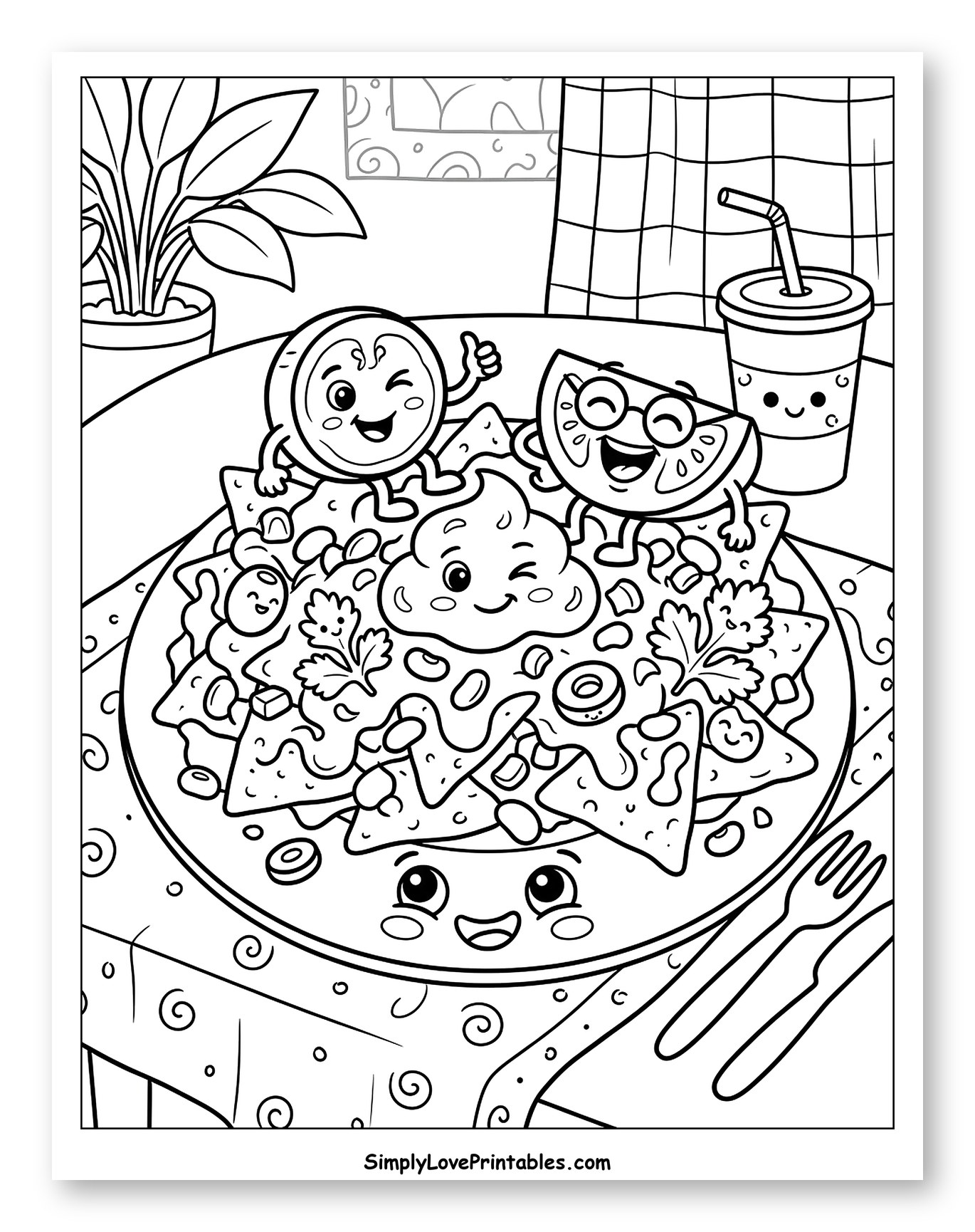 Happy Nachos Plate with Smiling Ingredients