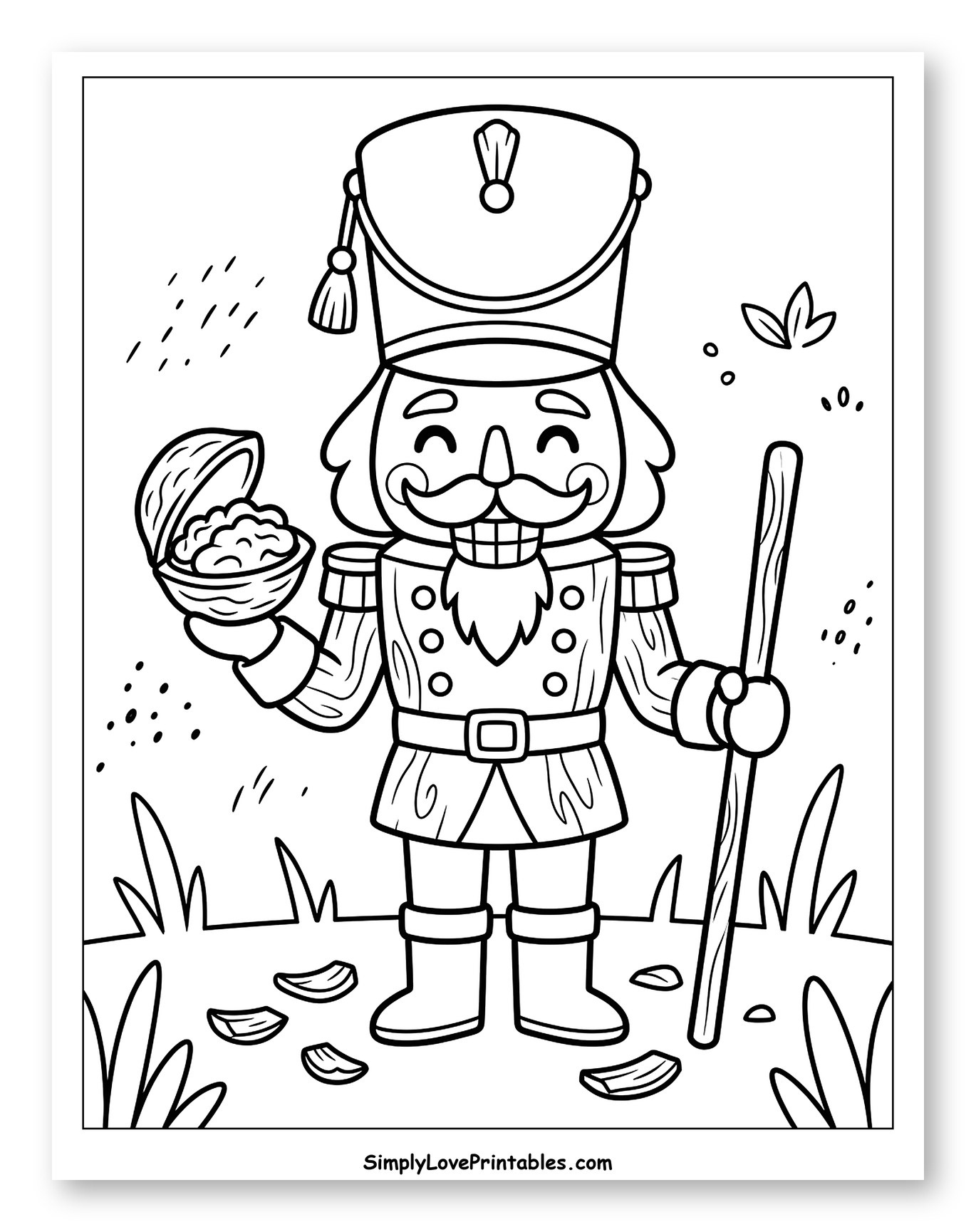 Happy Nutcracker Holding a Cracked Walnut