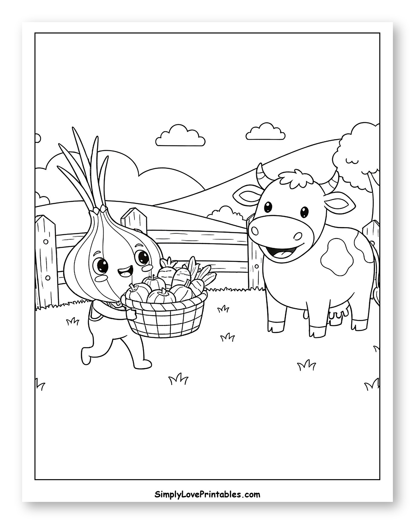 Happy Onion Delivering Vegetables to Friendly Cow