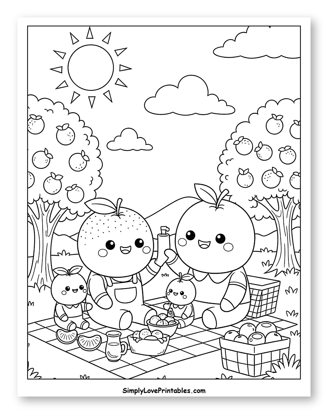 Happy Orange Family Having a Picnic