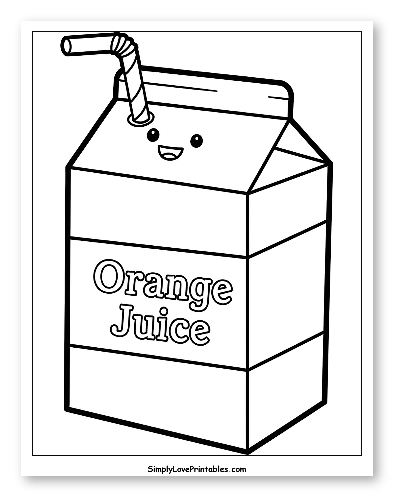 Happy Orange Juice Box with Straw