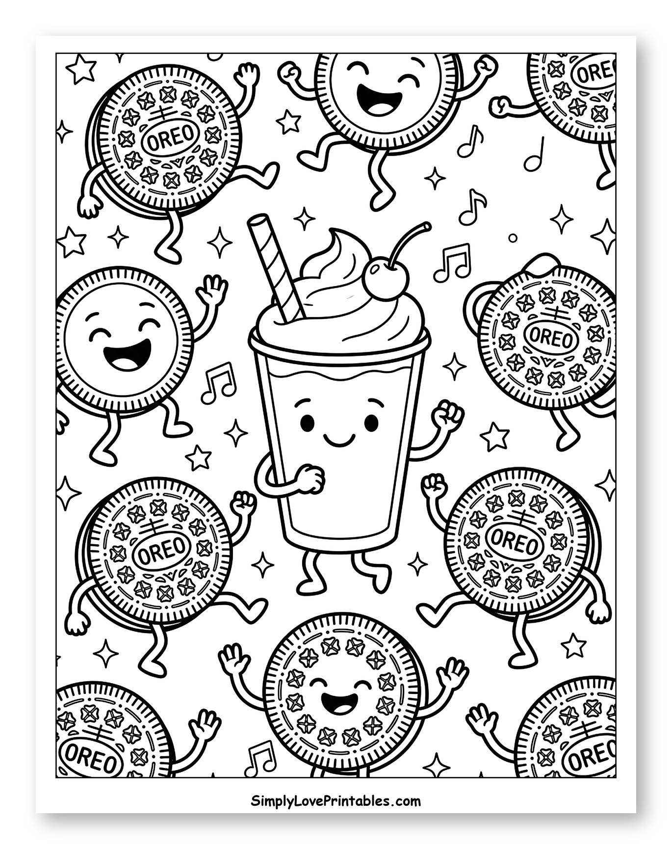 Happy Oreos Dancing Around a Milkshake