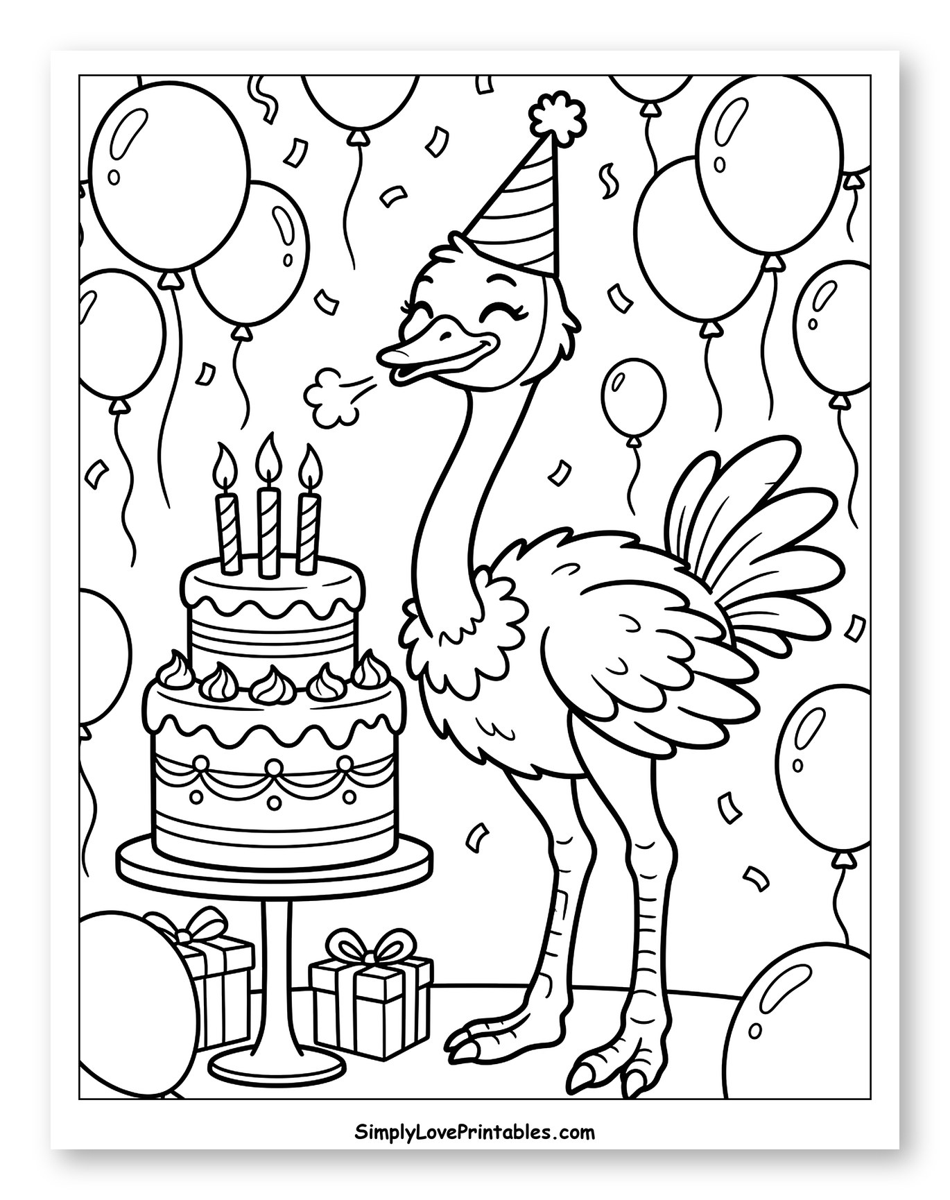 Happy Ostrich Blowing Out Birthday Candles