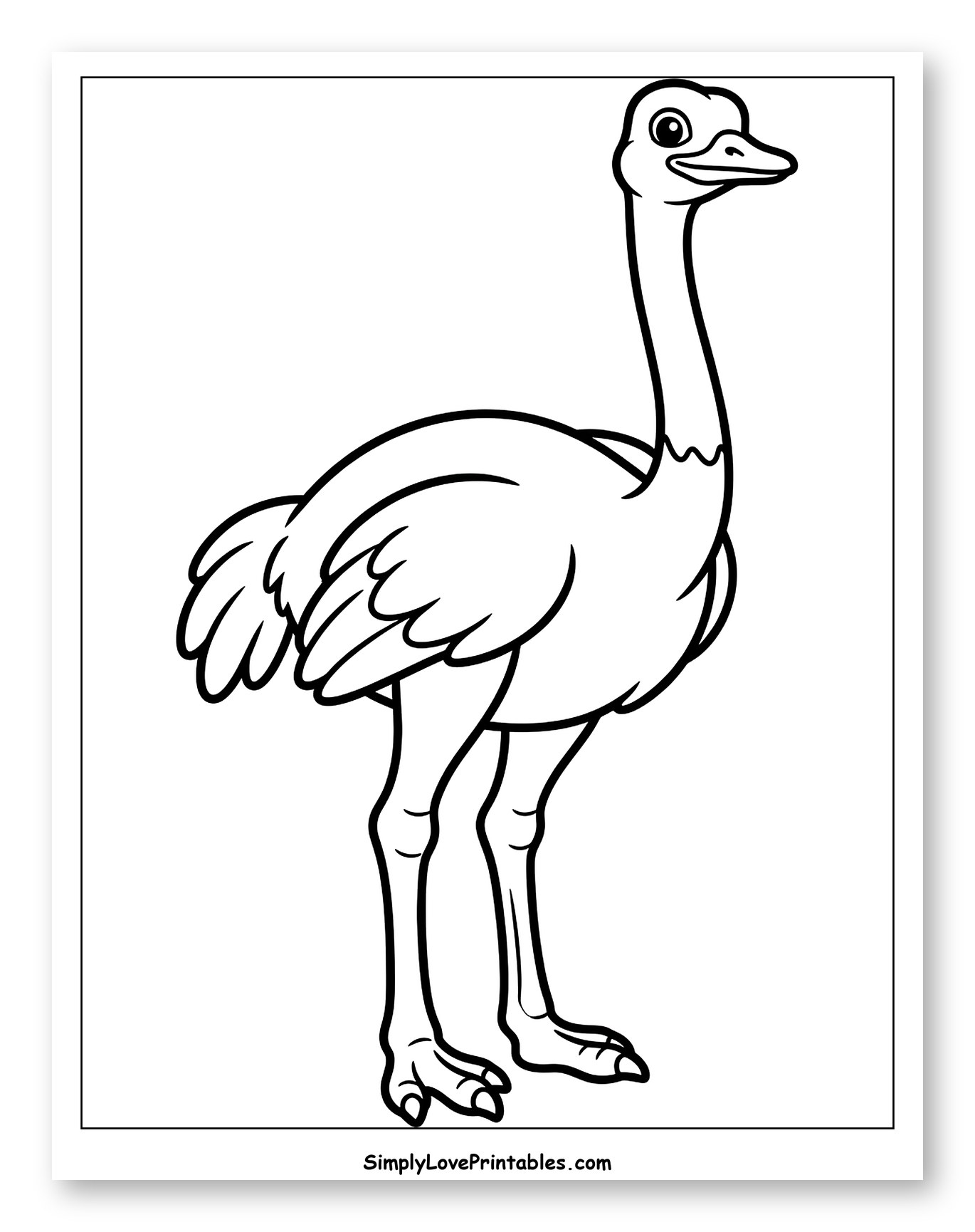 Happy Ostrich Standing and Smiling