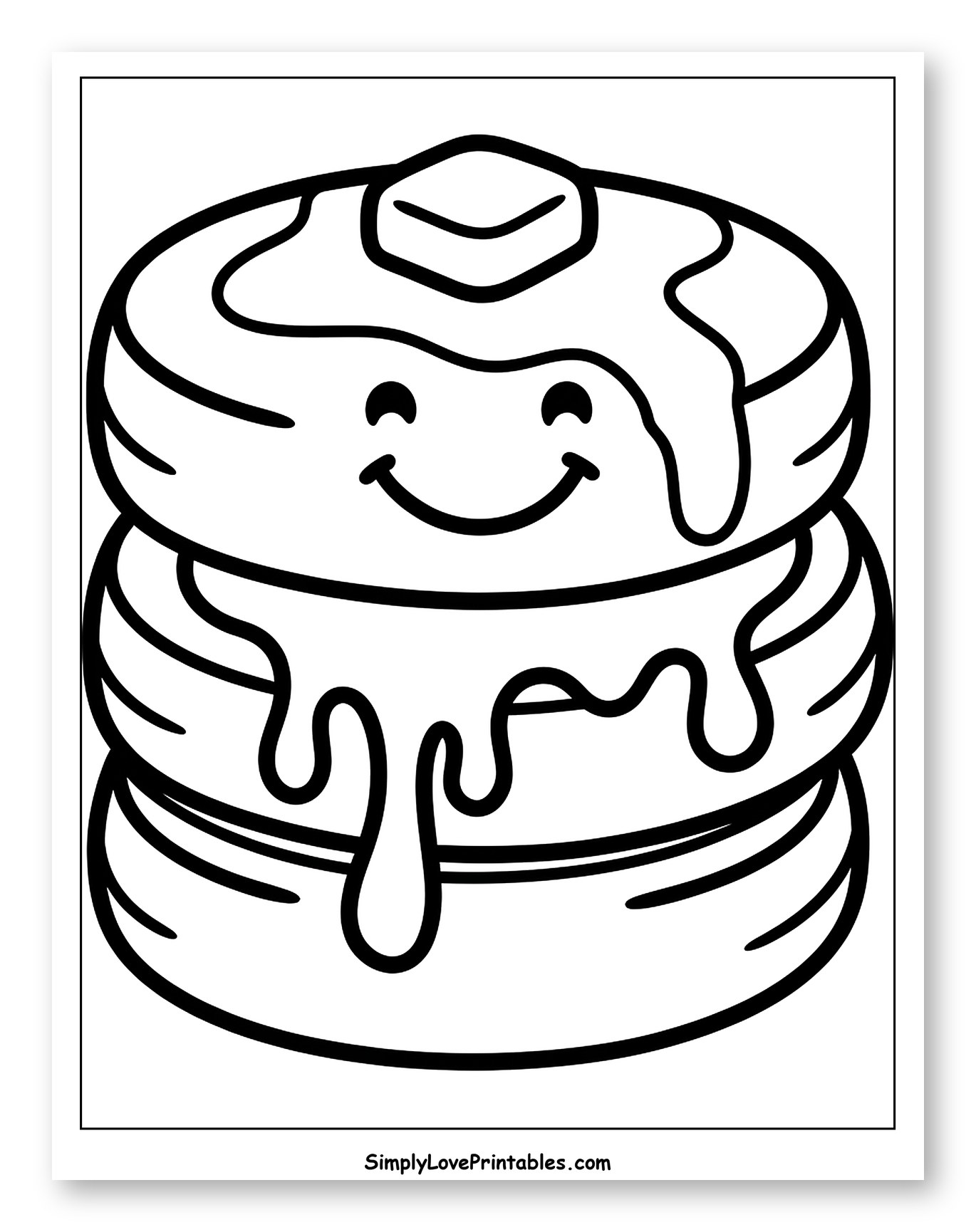 Happy Pancake Stack with Butter and Syrup