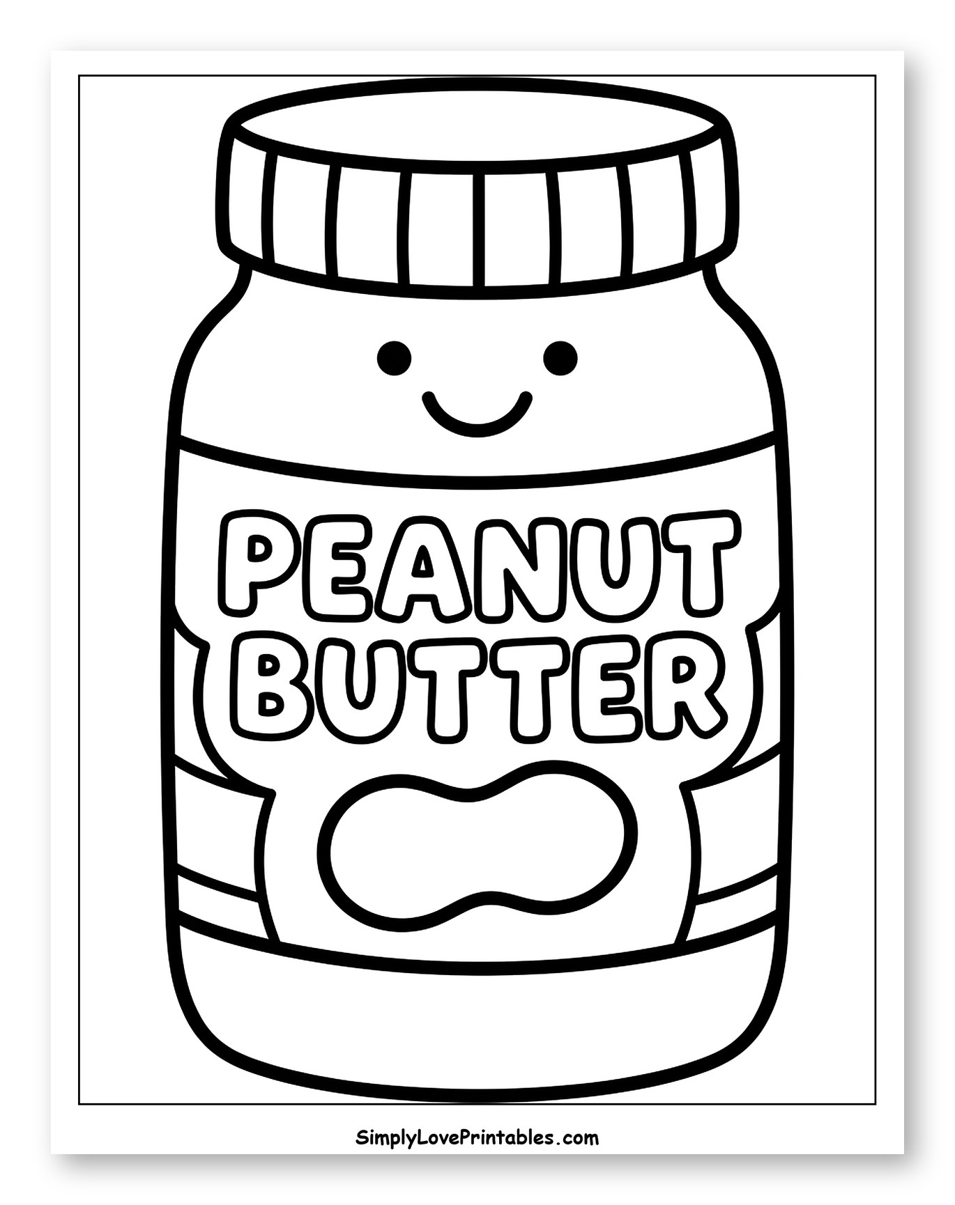 Happy Peanut Butter Jar Outline Coloring Page for Toddlers