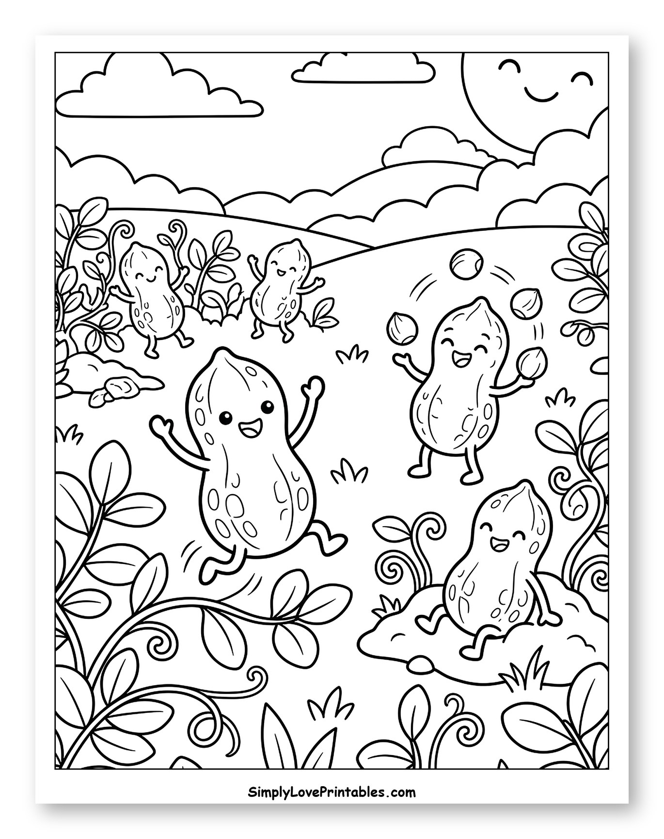 Happy Peanuts Playing in a Sunny Field